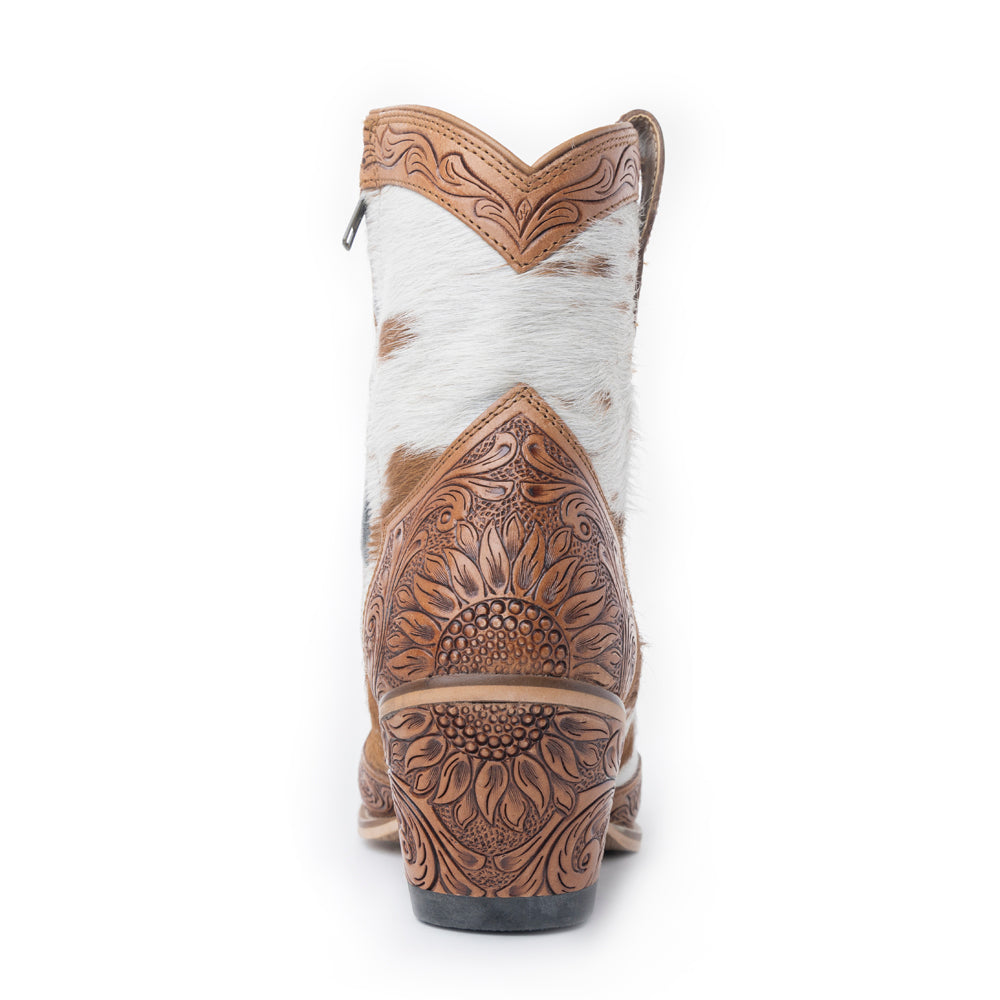 Georgia Trail Hair-on Hide & Hand-tooled Leather Boots - Myra USA
