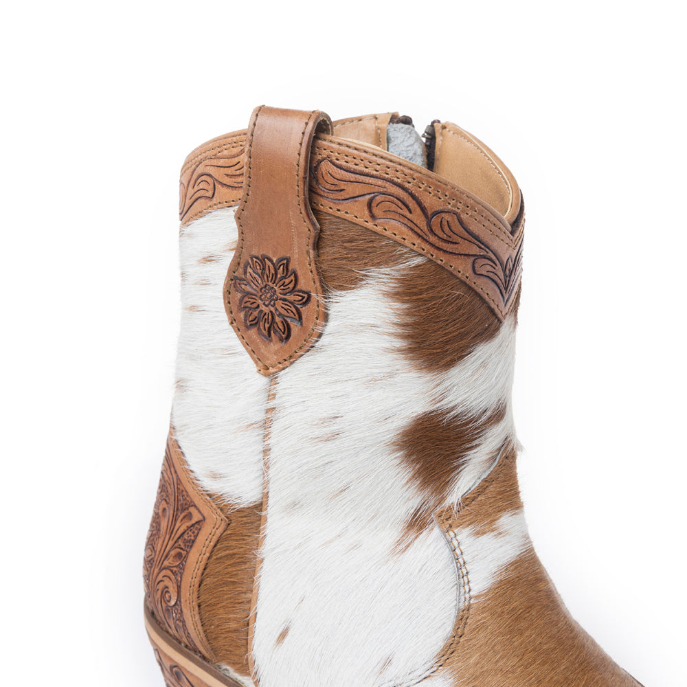 Georgia Trail Hair-on Hide & Hand-tooled Leather Boots - Myra USA