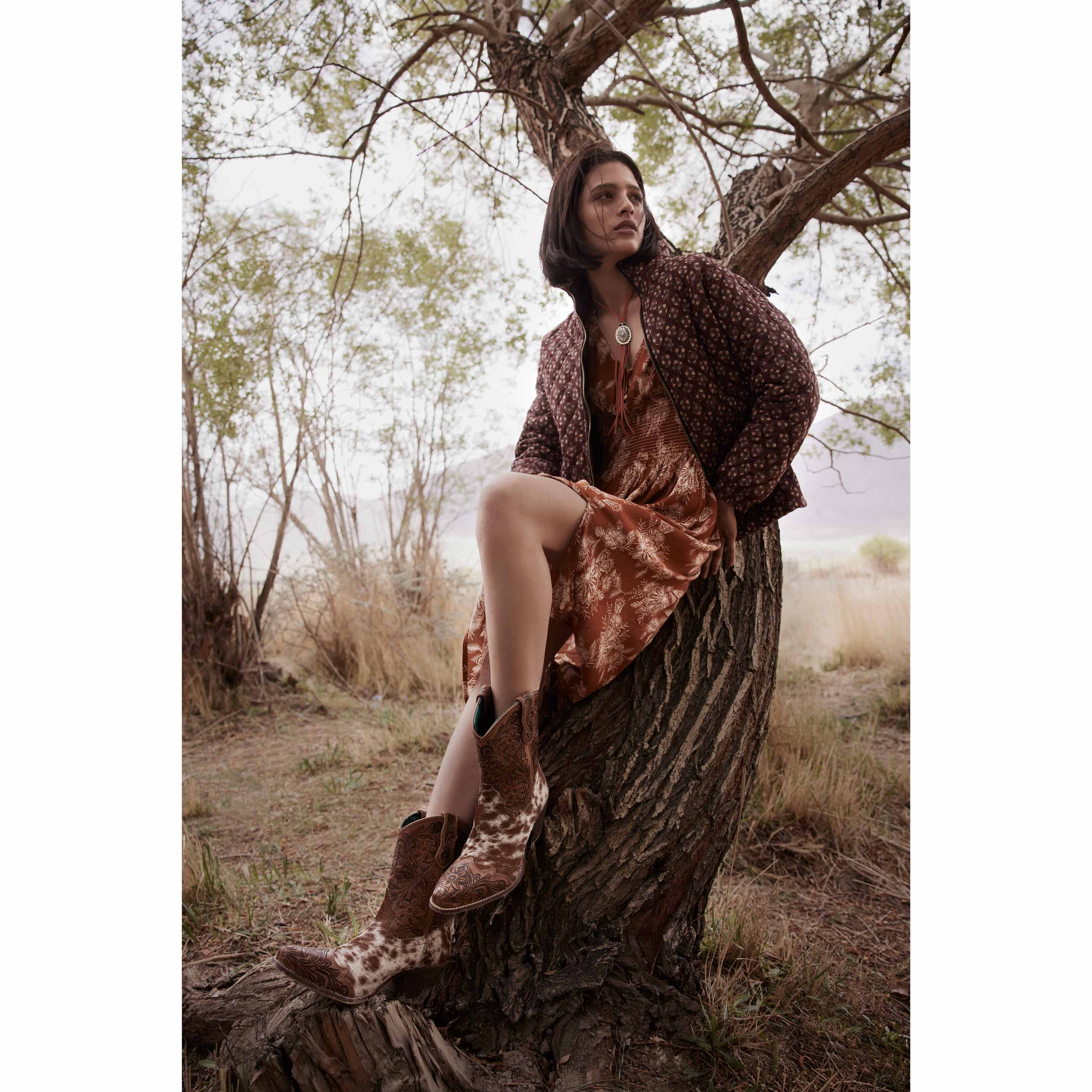 Kelsey Anne Hair-on Hide & Hand-tooled Leather Boots - Myra USA