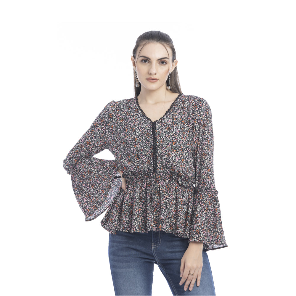 Dolly V-Neck Floral Top - Myra USA