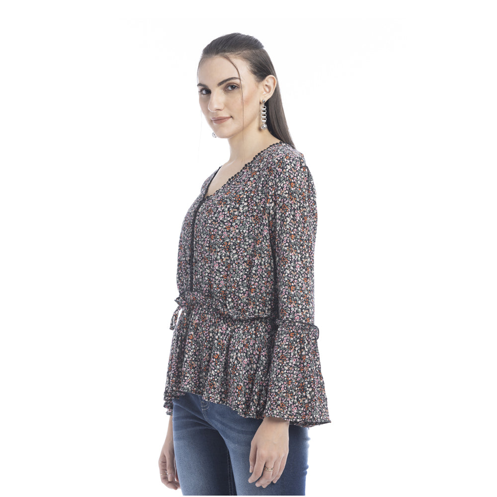 Dolly V-Neck Floral Top - Myra USA