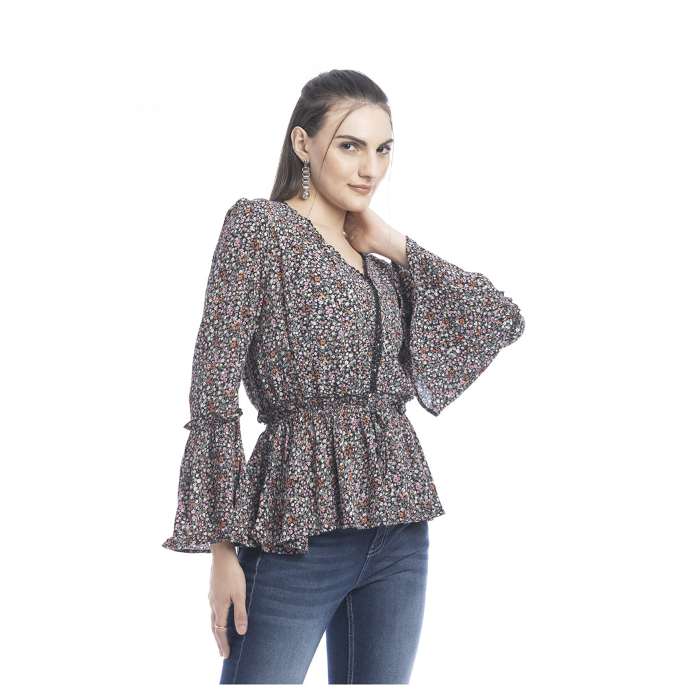 Dolly V-Neck Floral Top - Myra USA