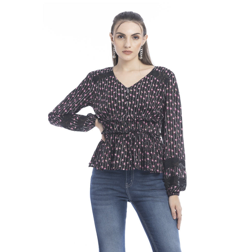 Streaming Blossoms V-Neck Top - Myra USA