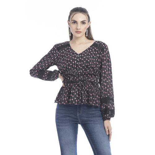 Streaming Blossoms V-Neck Top - Myra USA