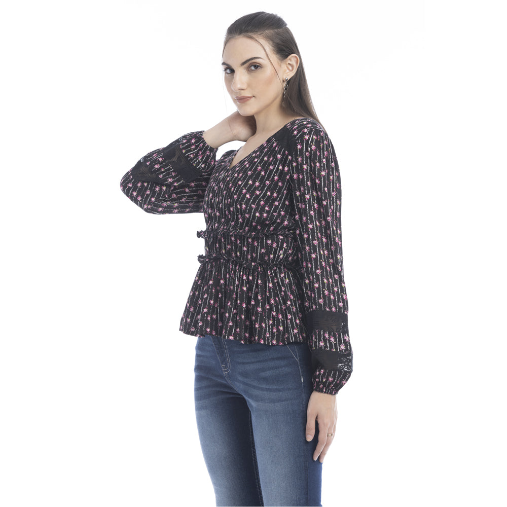 Streaming Blossoms V-Neck Top - Myra USA