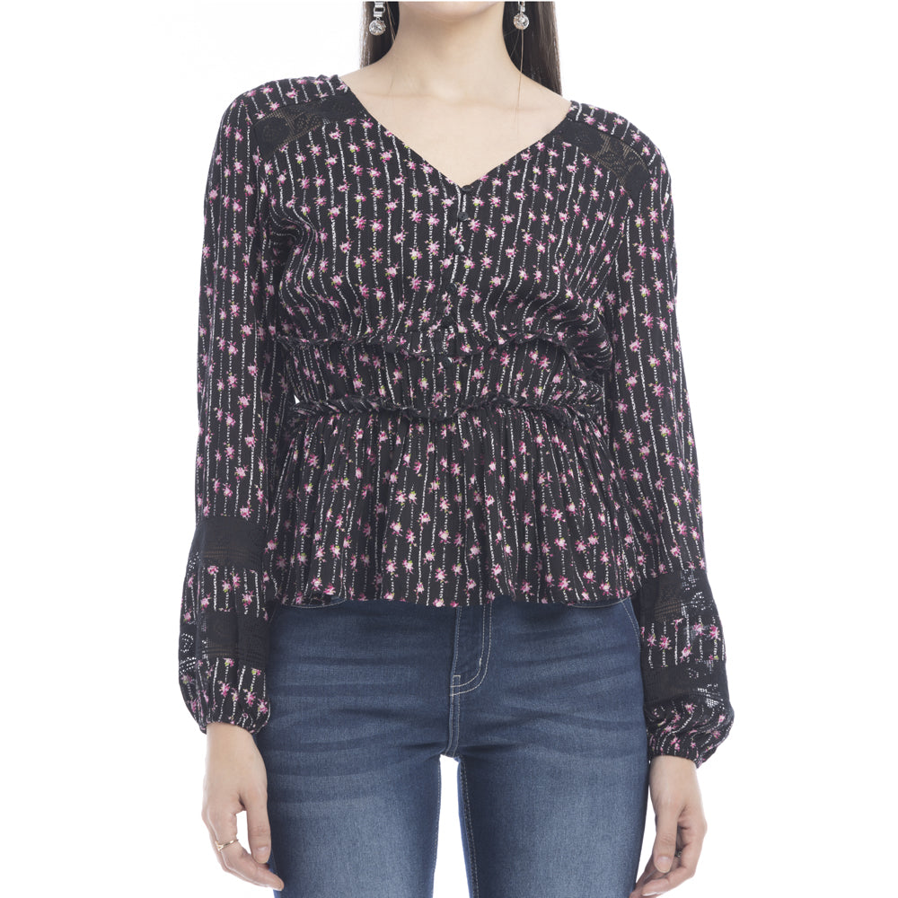 Streaming Blossoms V-Neck Top - Myra USA