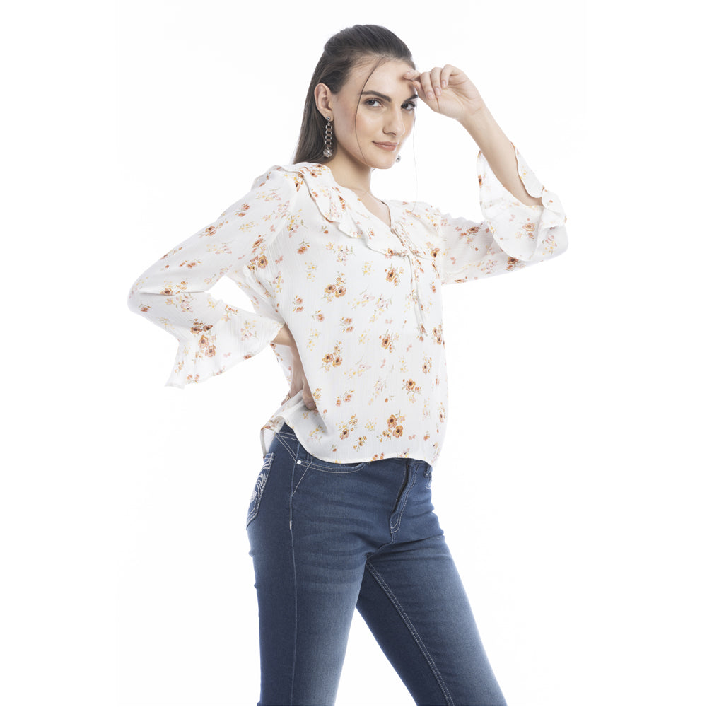 Delicate Roses V-Neck Top - Myra USA