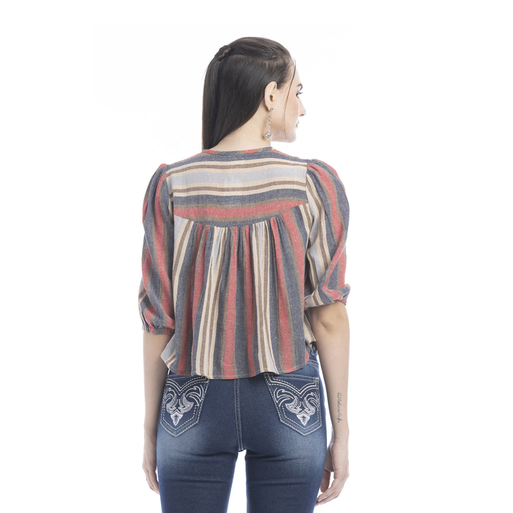 Heather Striped Button Front Top - Myra USA