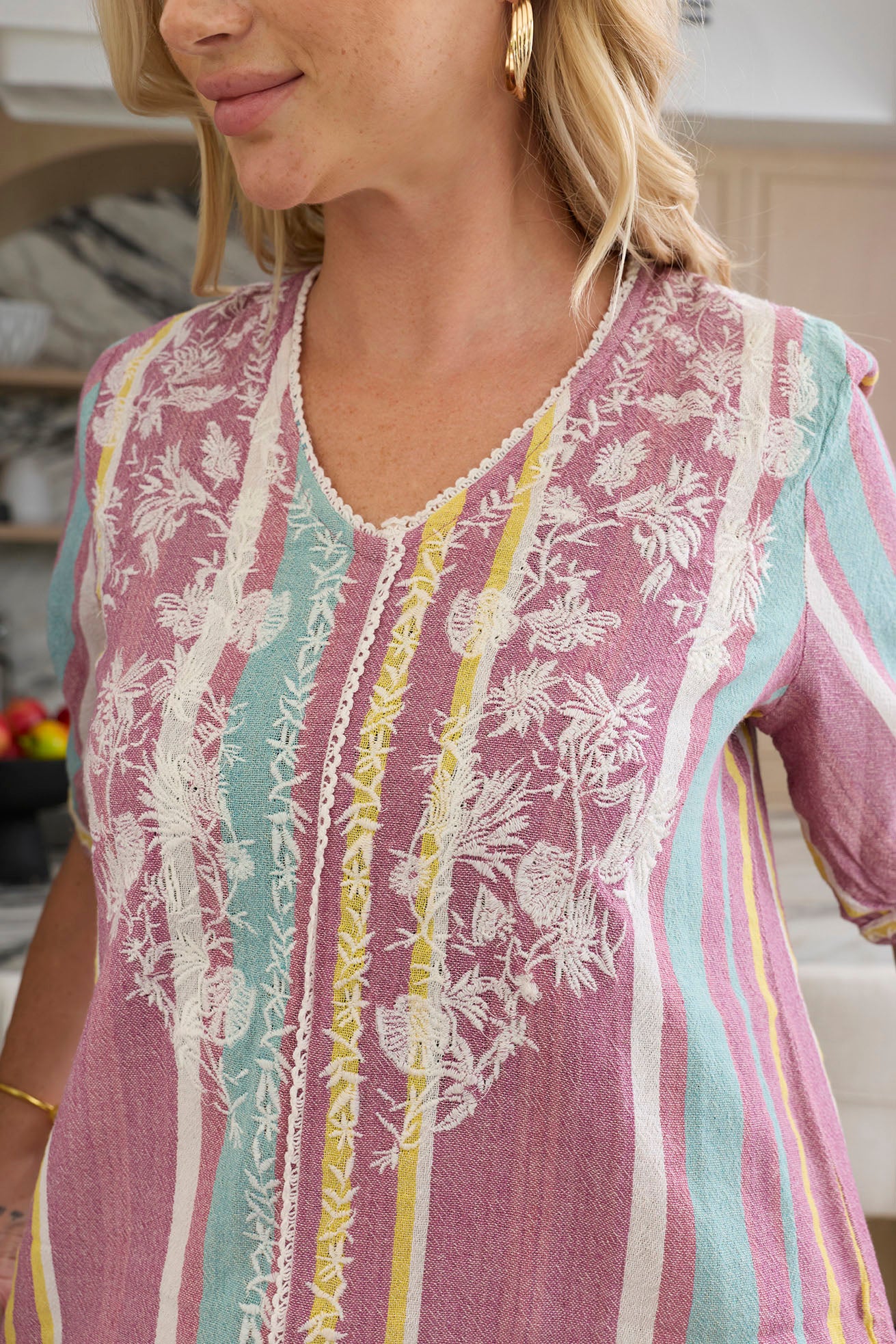 Sophia Jane Embroidered Striped Top - Myra USA