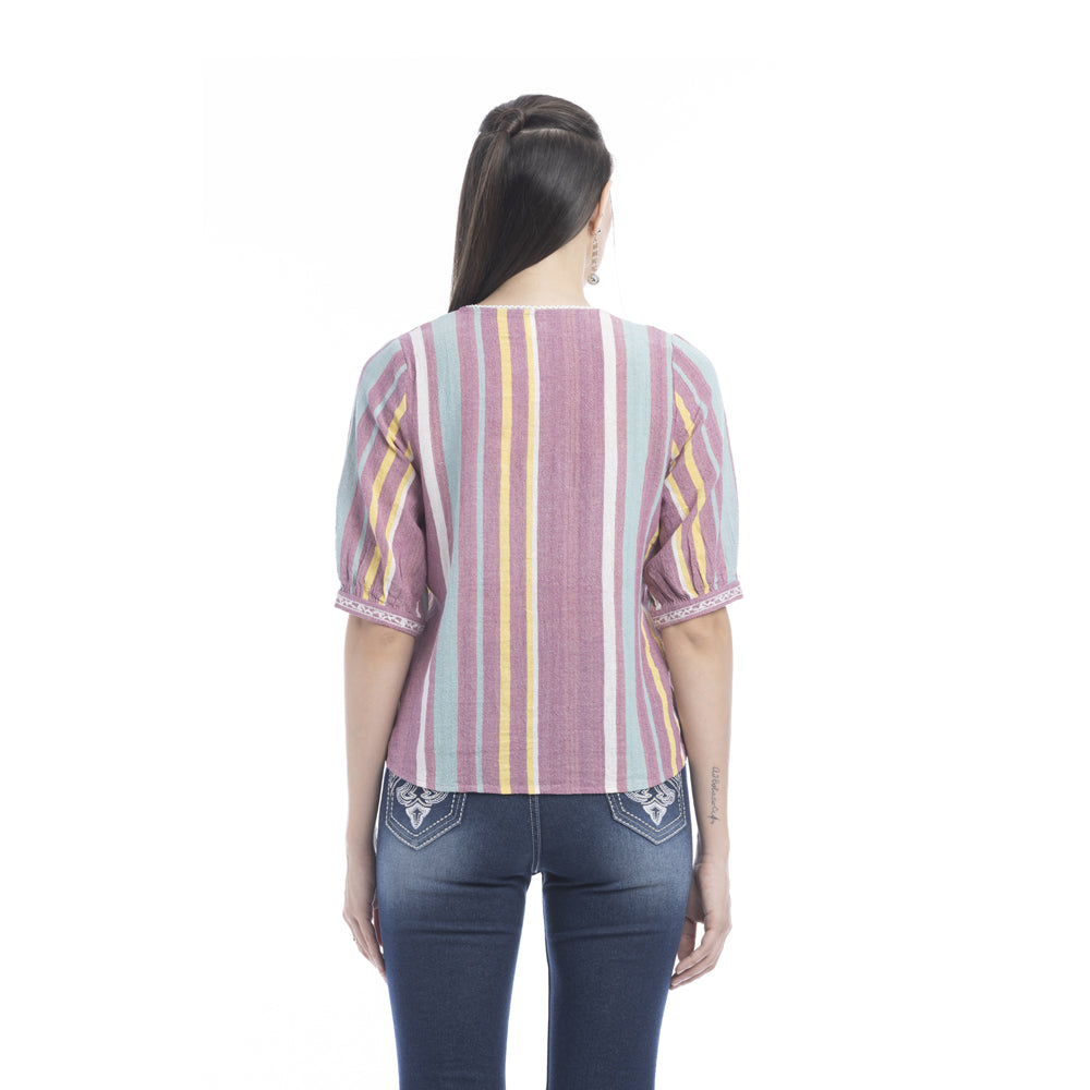 Sophia Jane Embroidered Striped Top - Myra USA