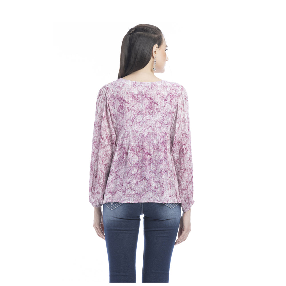 Marjorie Embroidered Floral Accent Top - Myra USA
