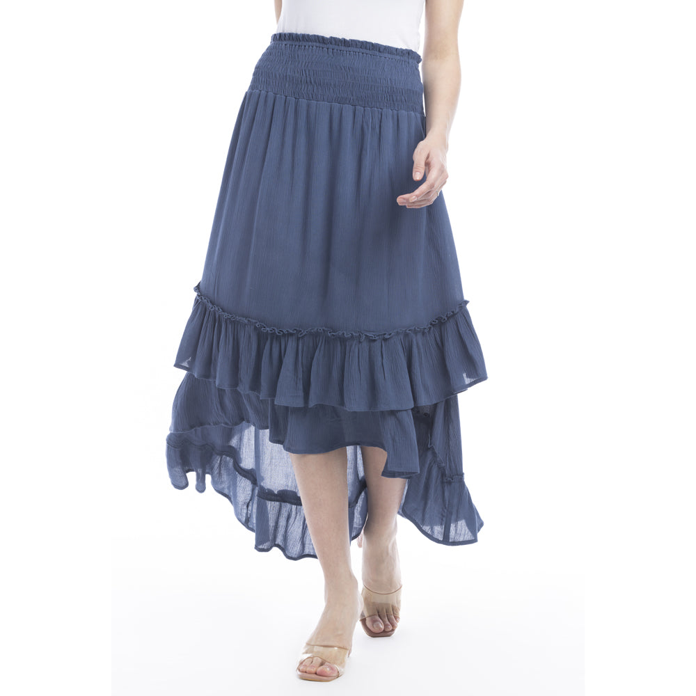 Kylie Ruffled Denim Tone Skirt - Myra USA