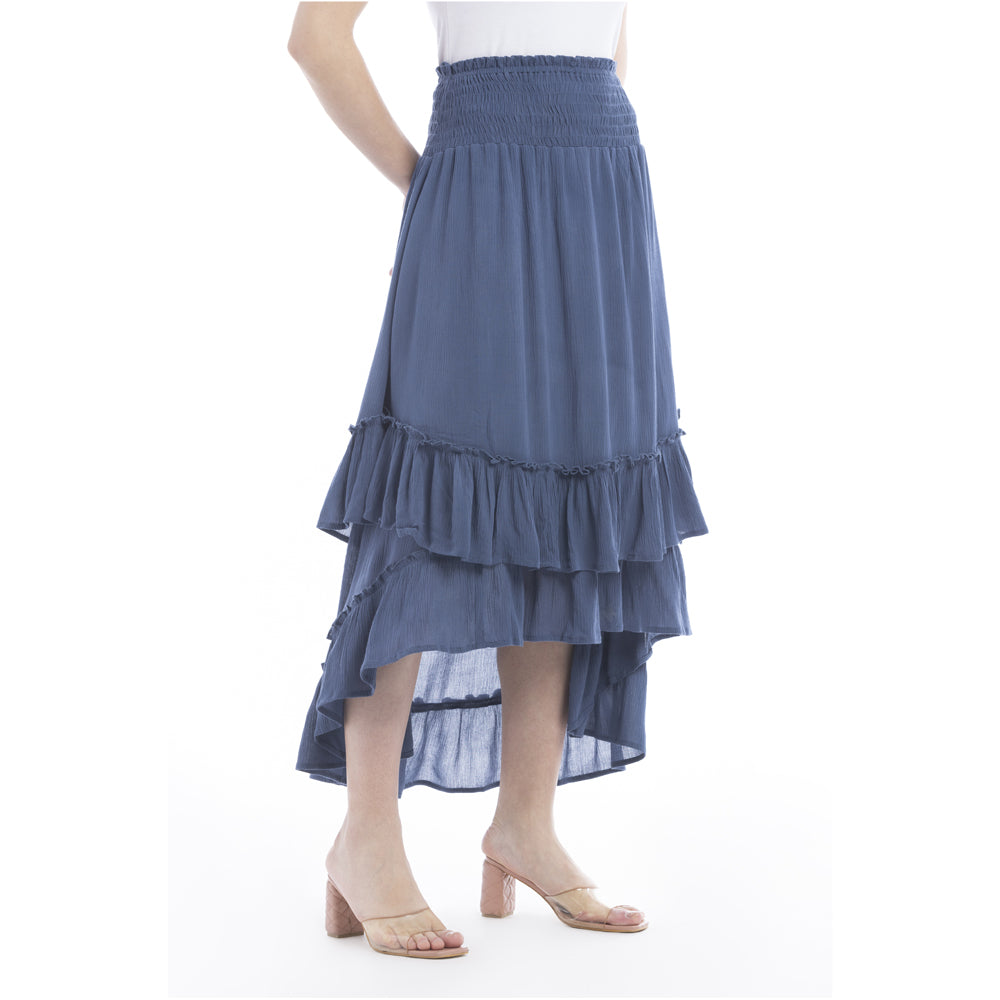 Kylie Ruffled Denim Tone Skirt - Myra USA