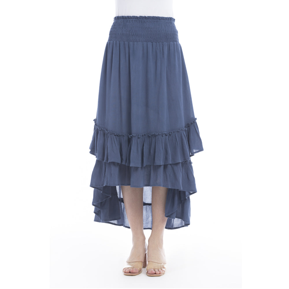 Kylie Ruffled Denim Tone Skirt - Myra USA