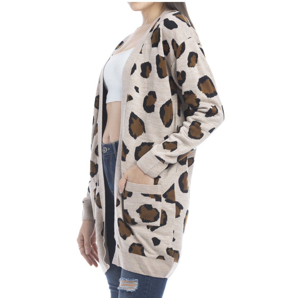Nora Animal Print Cardigan In Ecru - Myra USA