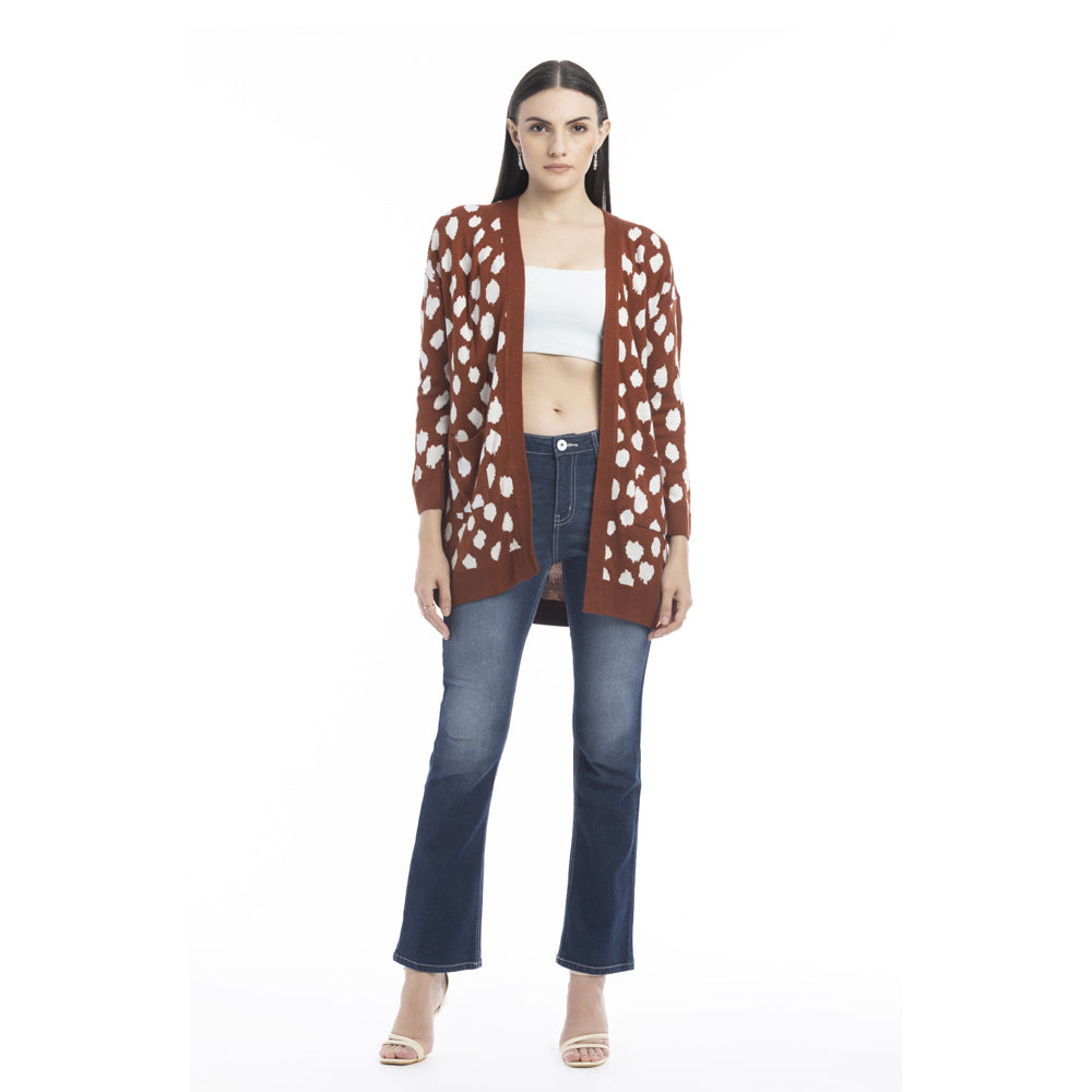Nora Animal Print Cardigan In Russet - Myra USA