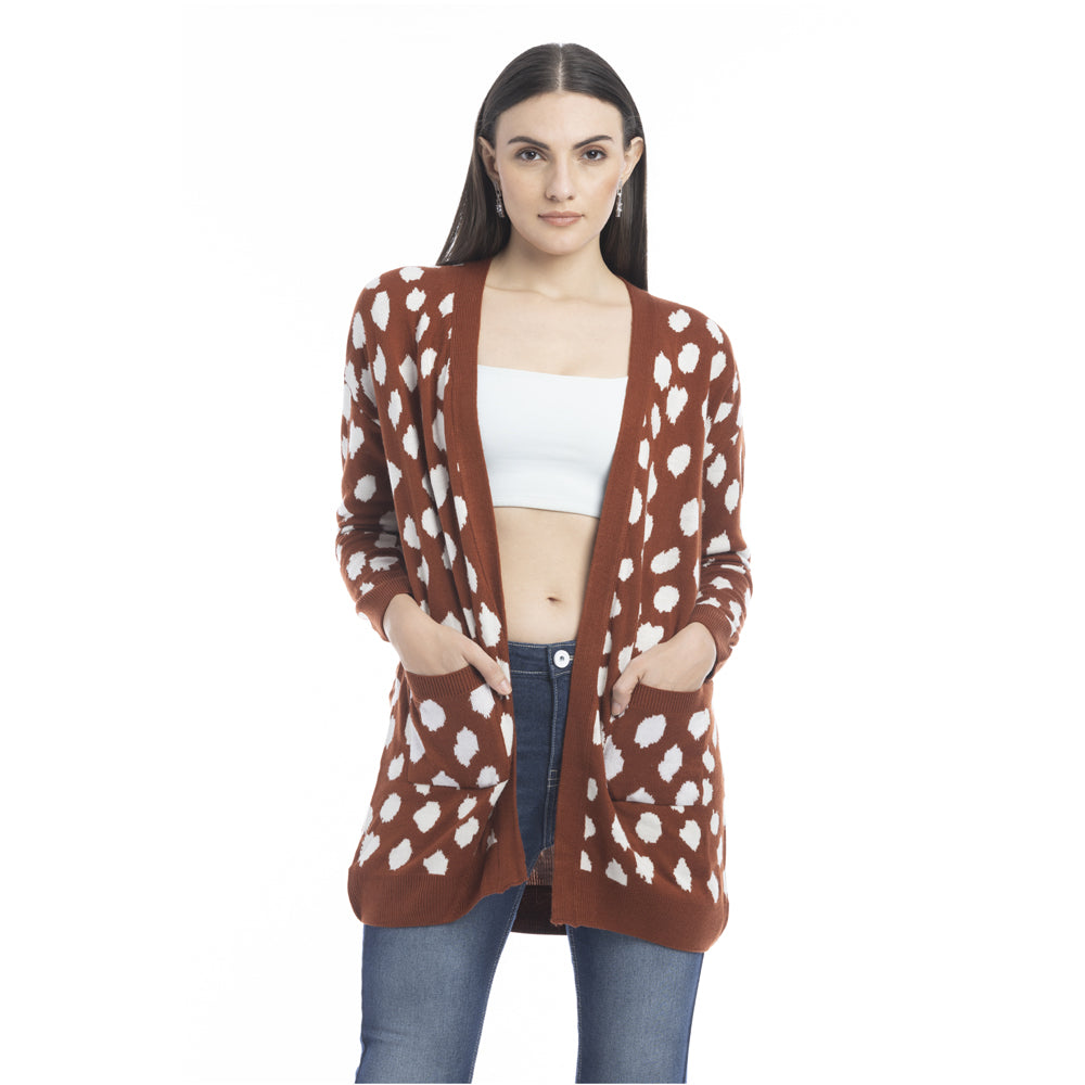 Nora Animal Print Cardigan In Russet - Myra USA