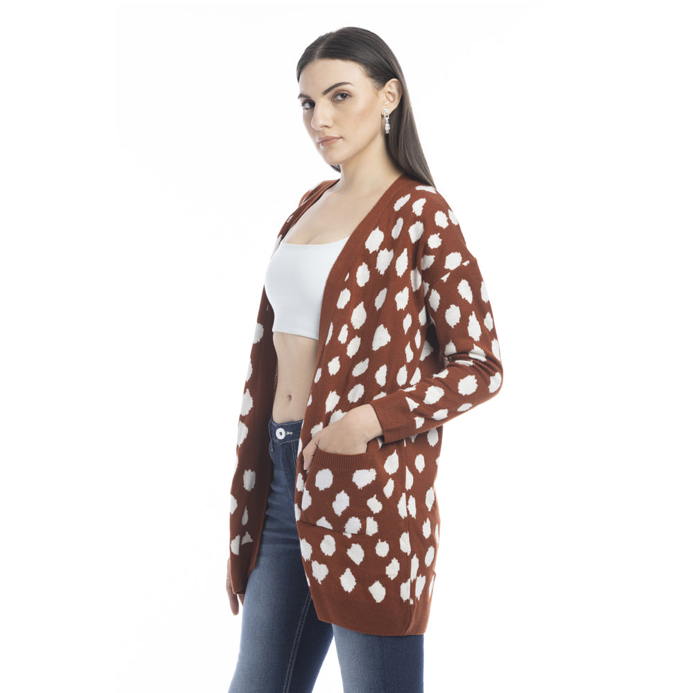 Nora Animal Print Cardigan In Russet - Myra USA