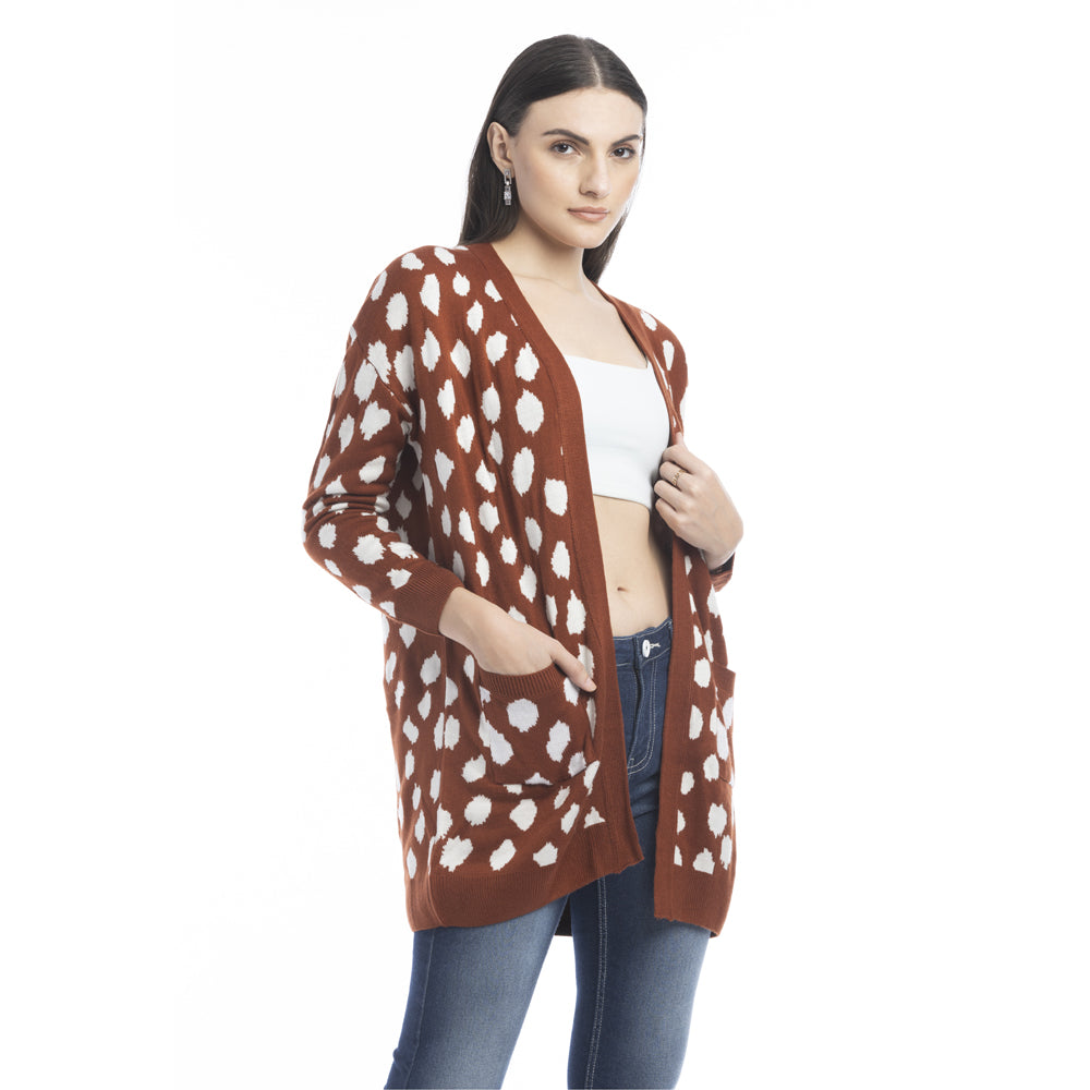 Nora Animal Print Cardigan In Russet - Myra USA