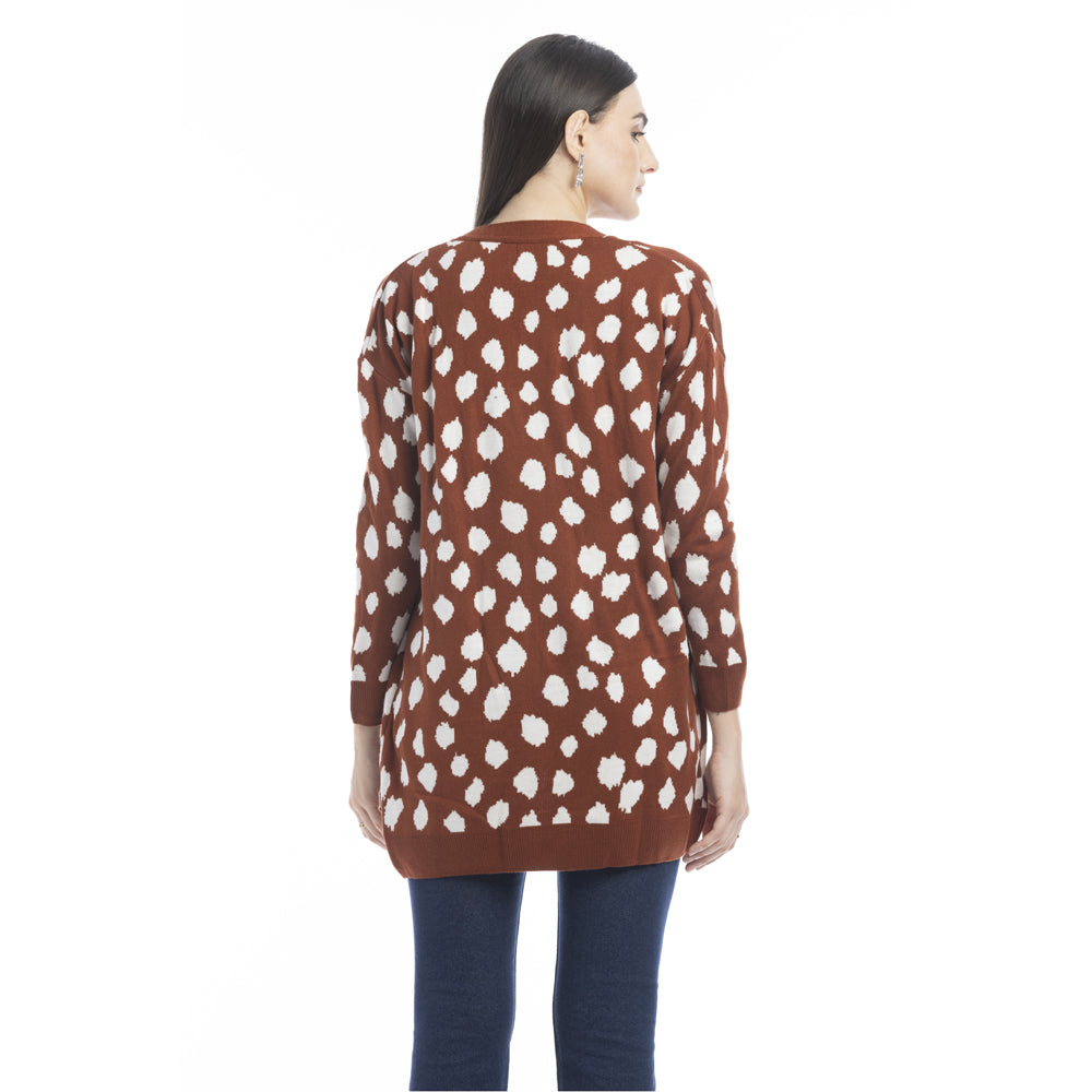 Nora Animal Print Cardigan In Russet - Myra USA