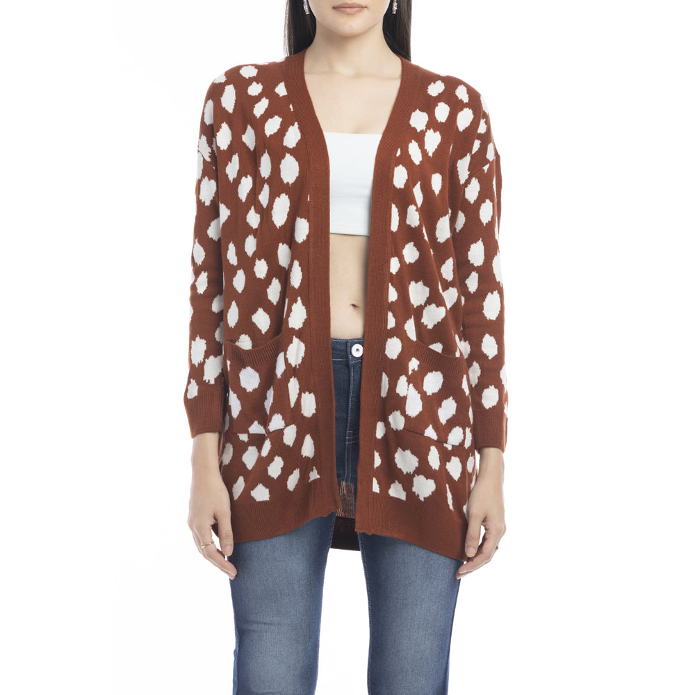 Nora Animal Print Cardigan In Russet - Myra USA