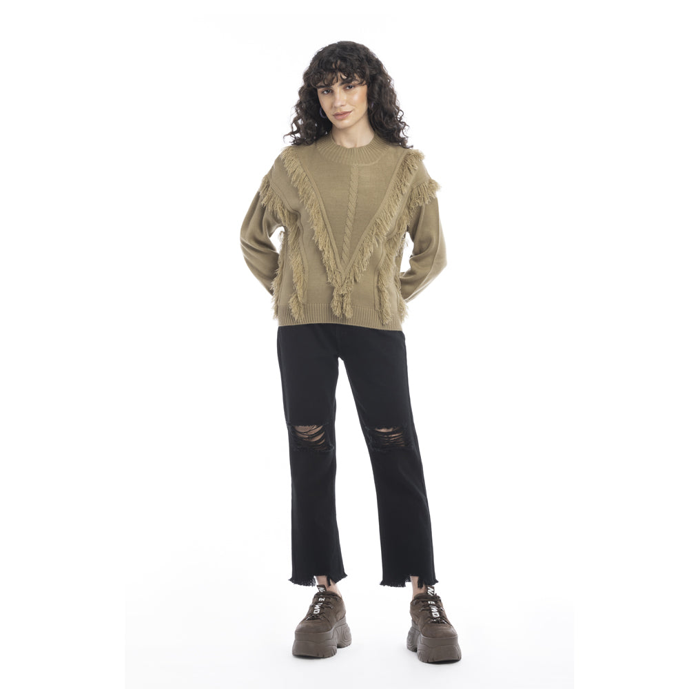 Tessa Fringe Accent Sweater - Myra USA