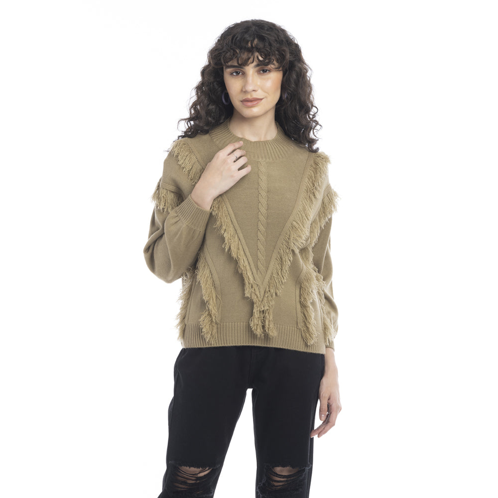 Tessa Fringe Accent Sweater - Myra USA