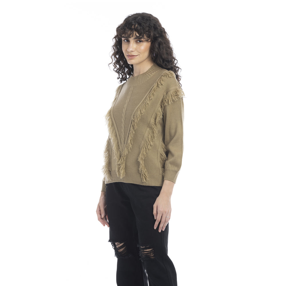 Tessa Fringe Accent Sweater - Myra USA