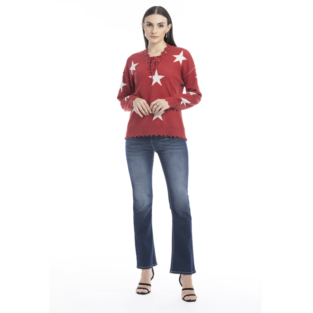 Paige Stars Frilled Hem Sweater - Myra USA