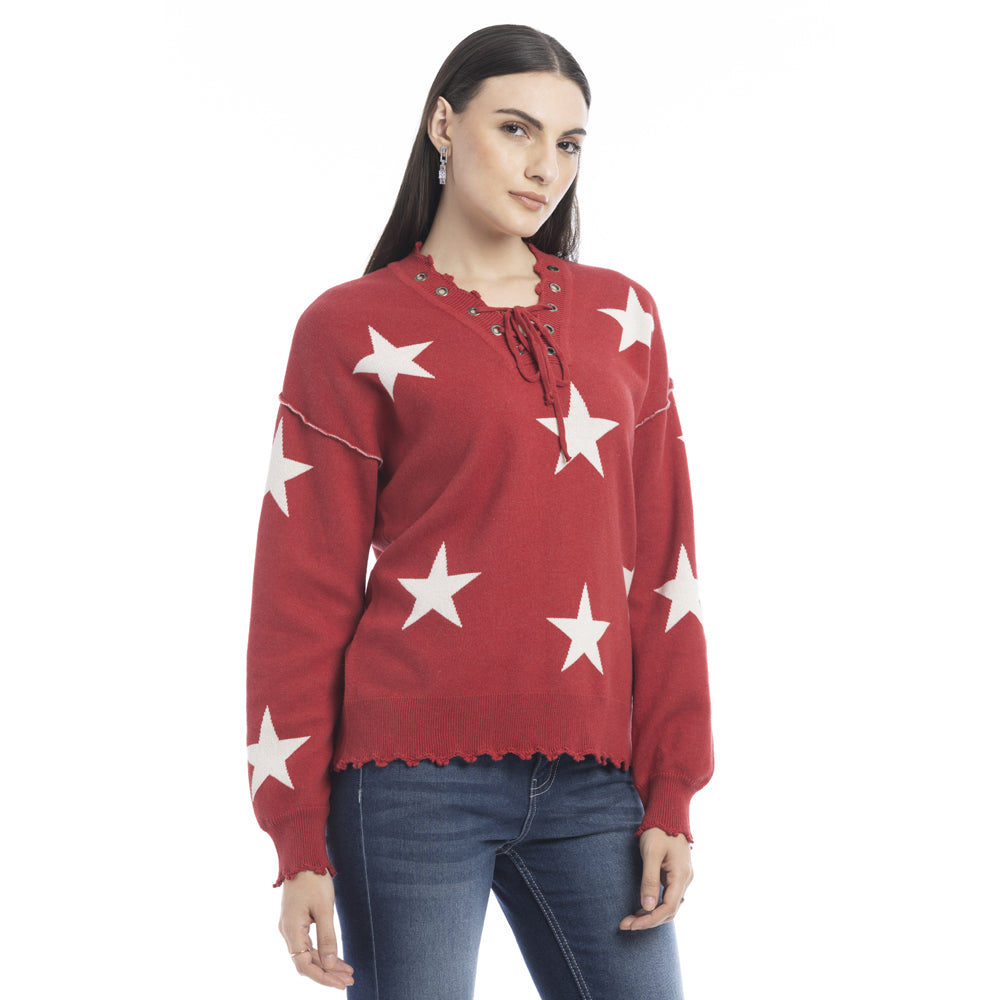 Paige Stars Frilled Hem Sweater - Myra USA