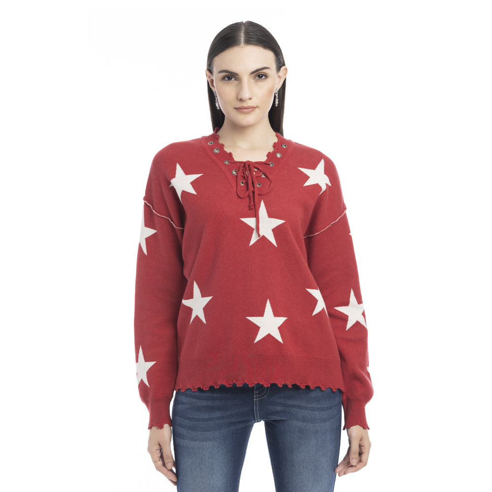 Paige Stars Frilled Hem Sweater - Myra USA