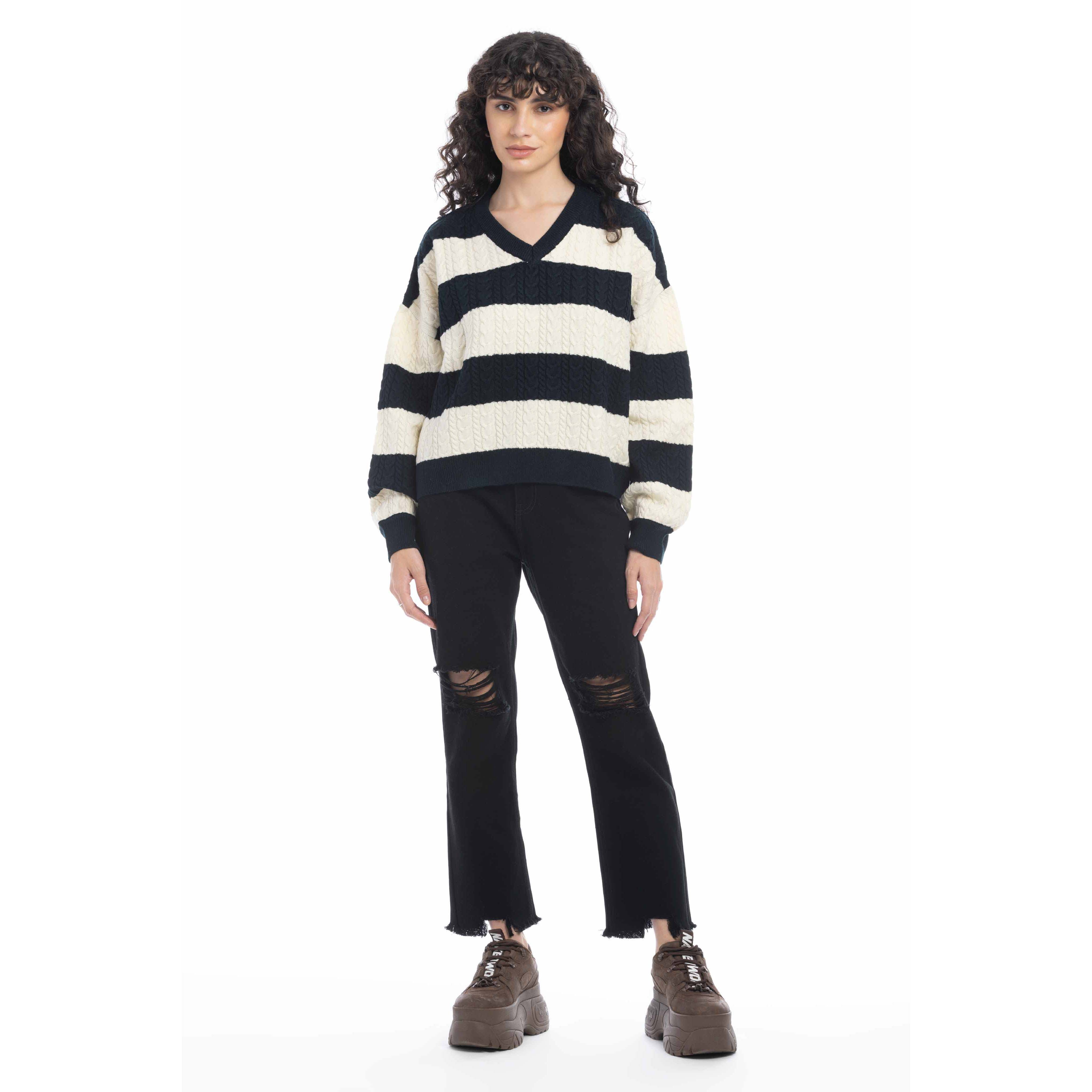 Logan Striped Knit Sweater - Myra USA