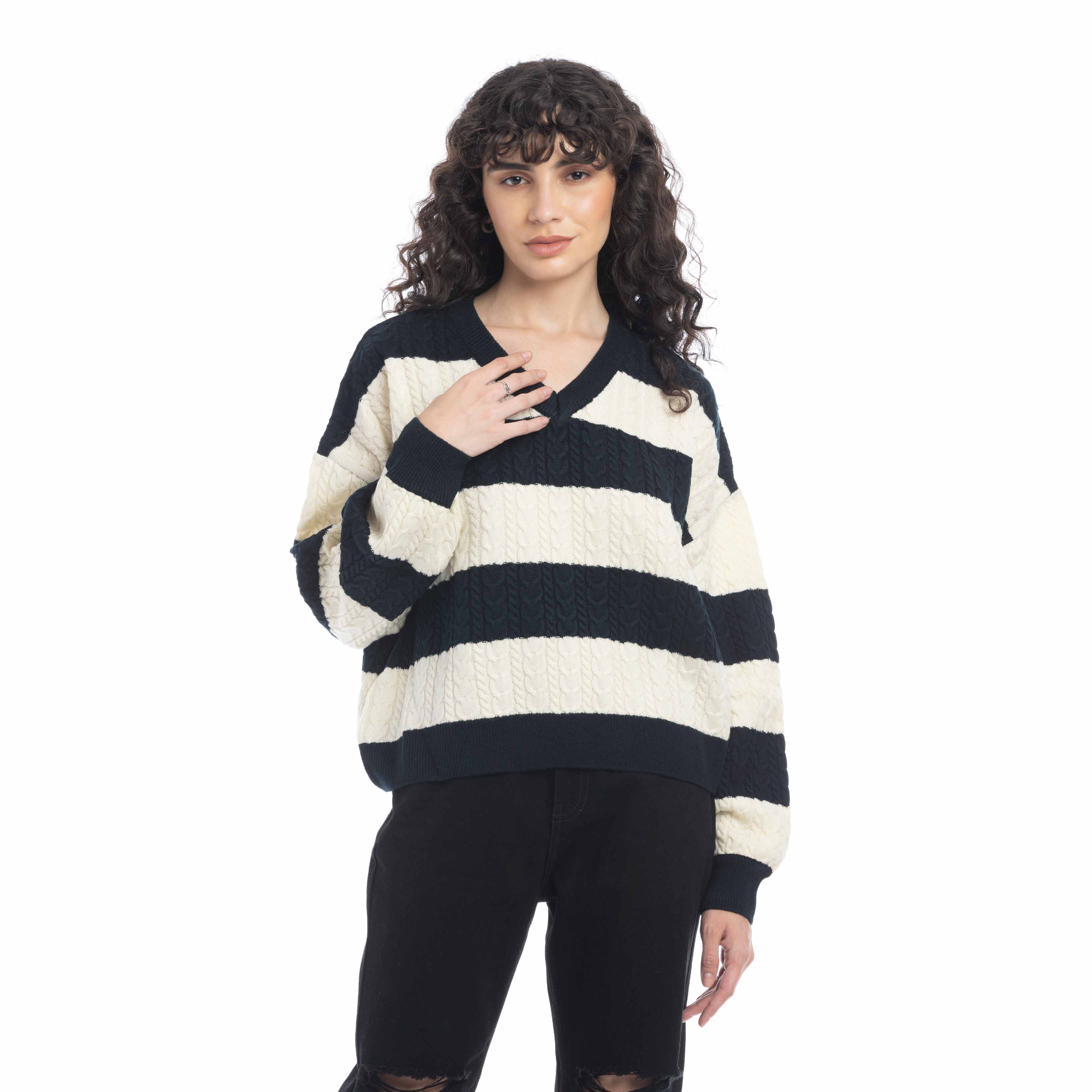 Logan Striped Knit Sweater - Myra USA