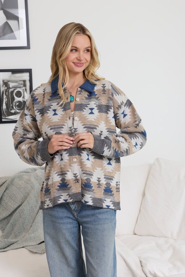 Raign Button Front Shacket Sweater - Myra USA