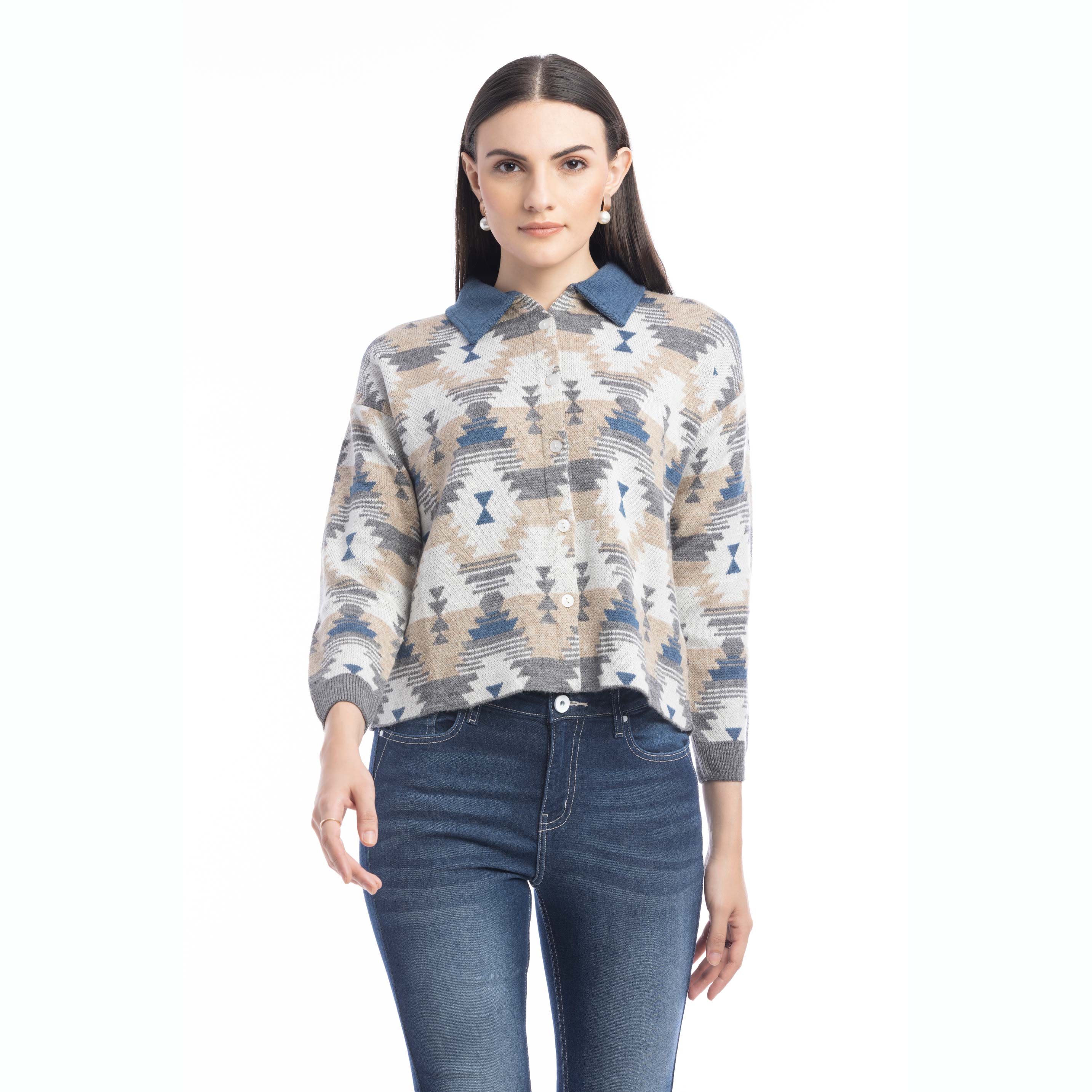 Raign Button Front Shacket Sweater - Myra USA