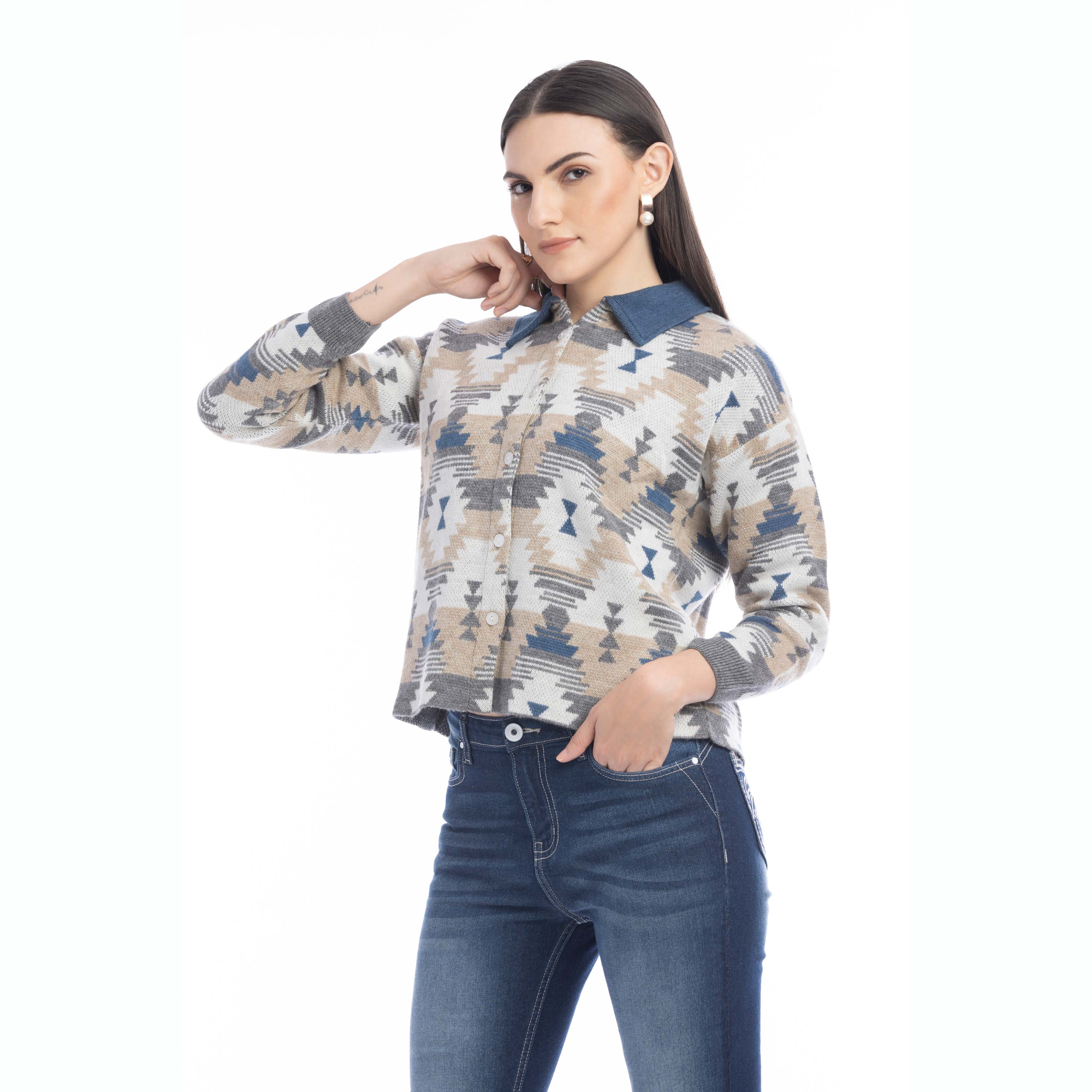 Raign Button Front Shacket Sweater - Myra USA