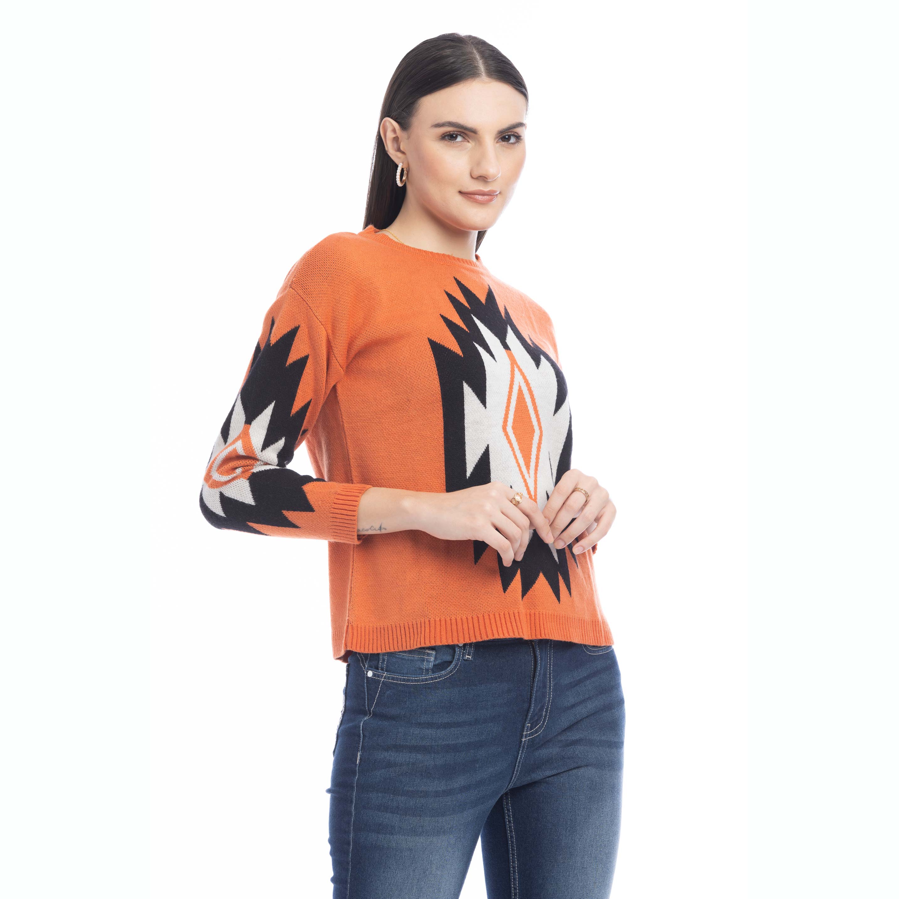 Rosemary Plains Geometric Print Sweater - Myra USA