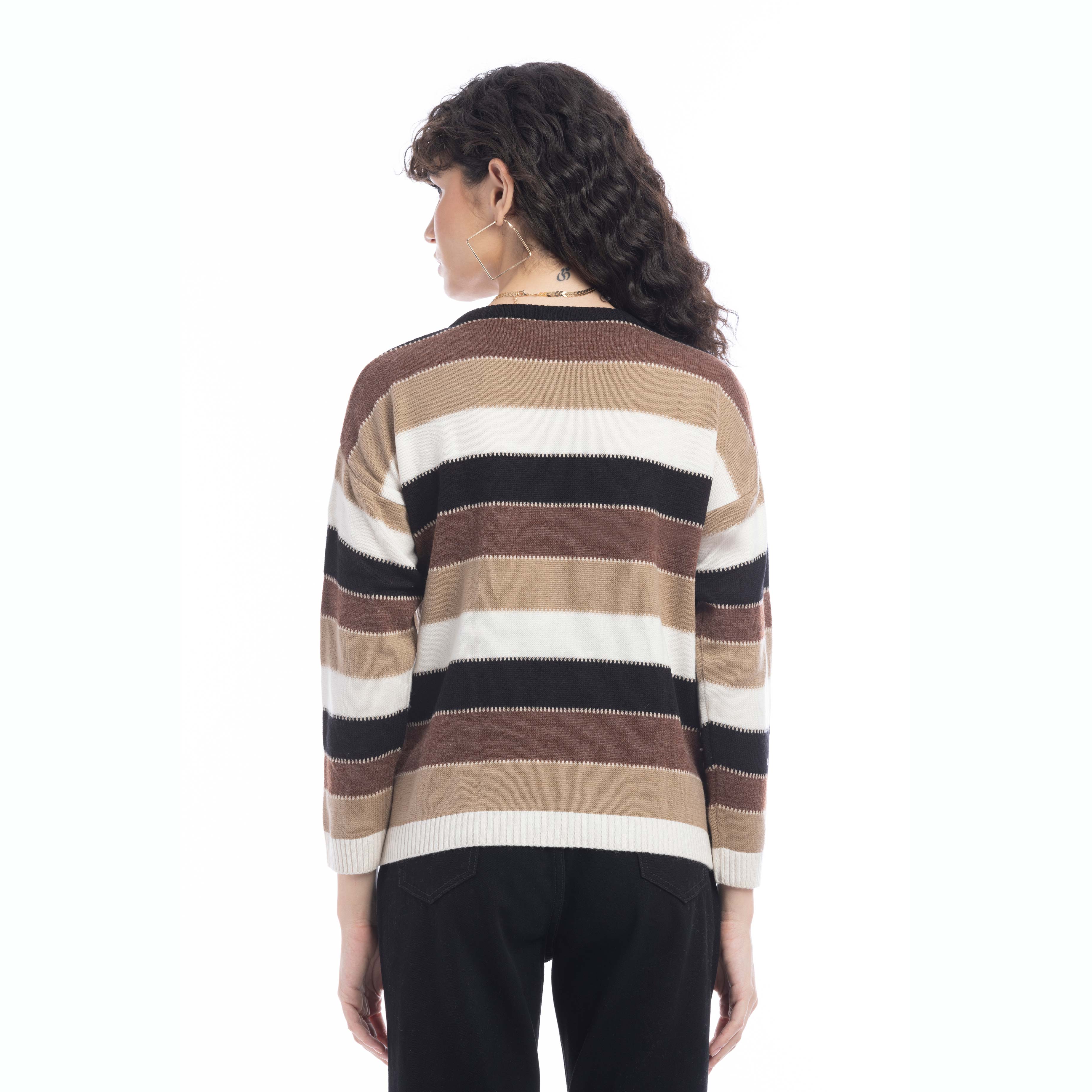 Raelyn Mocha Stripes Sweater - Myra USA