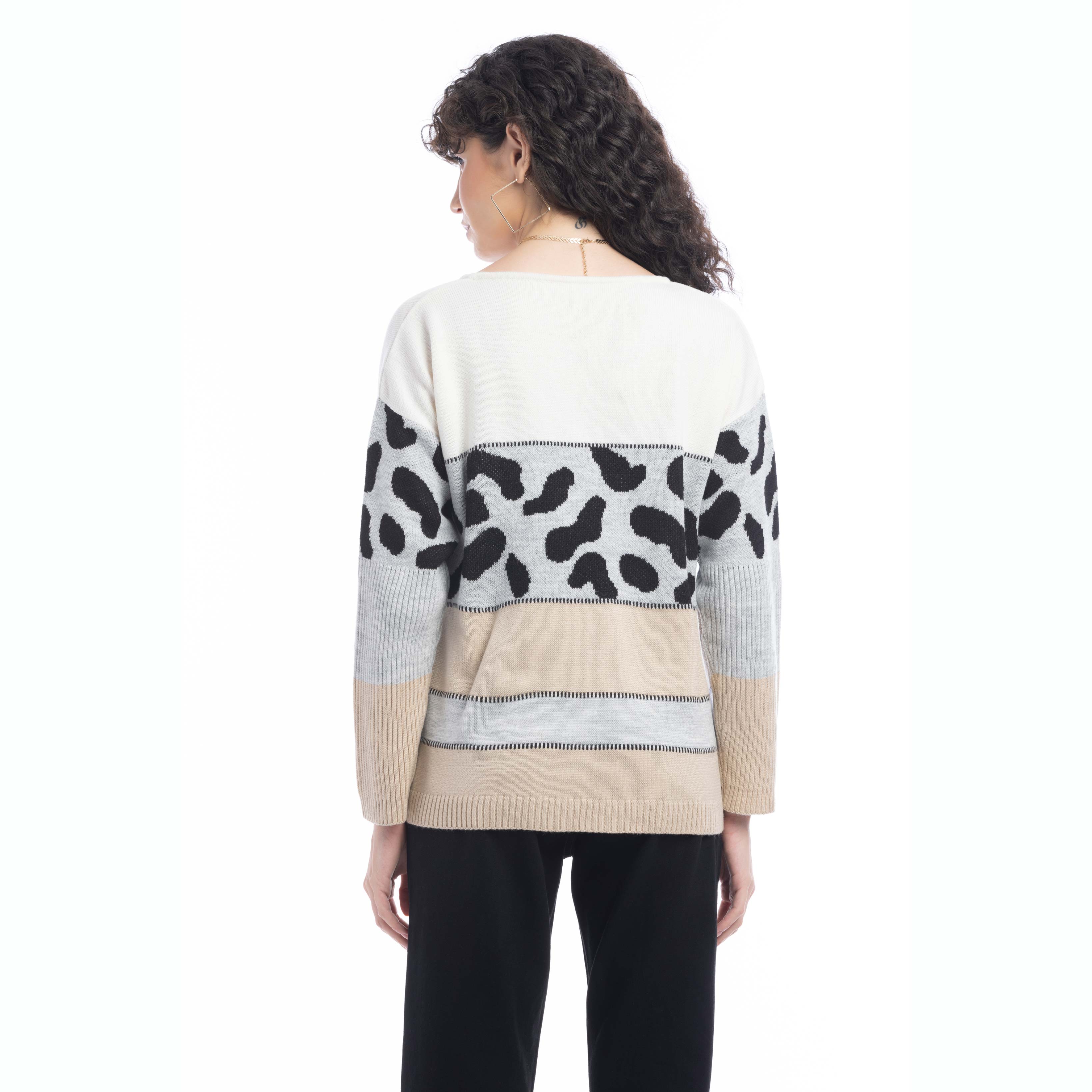 Poppy Animal Print Accent Sweater - Myra USA
