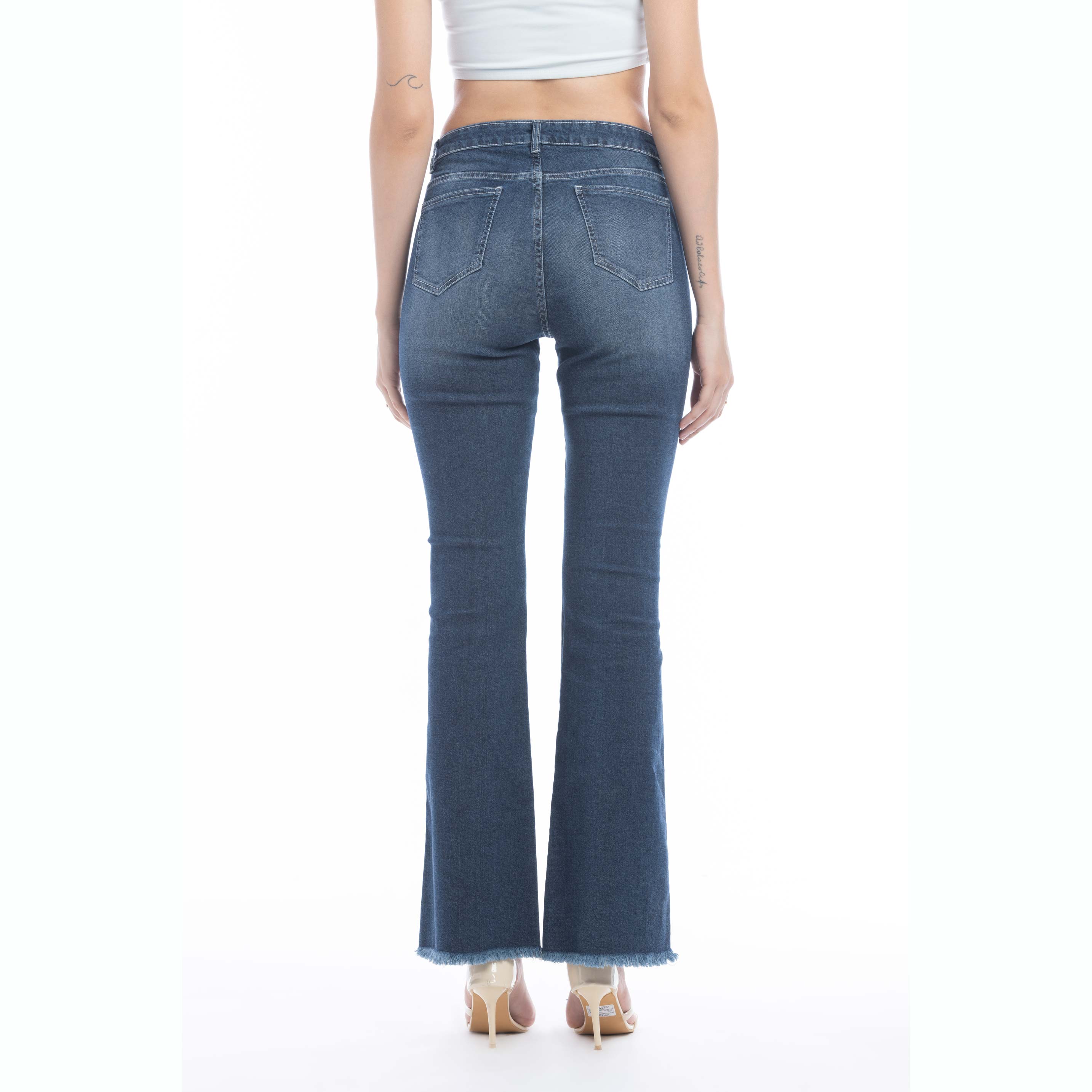 Micah Distressed Frayed Hem Flared Jeans - Myra USA