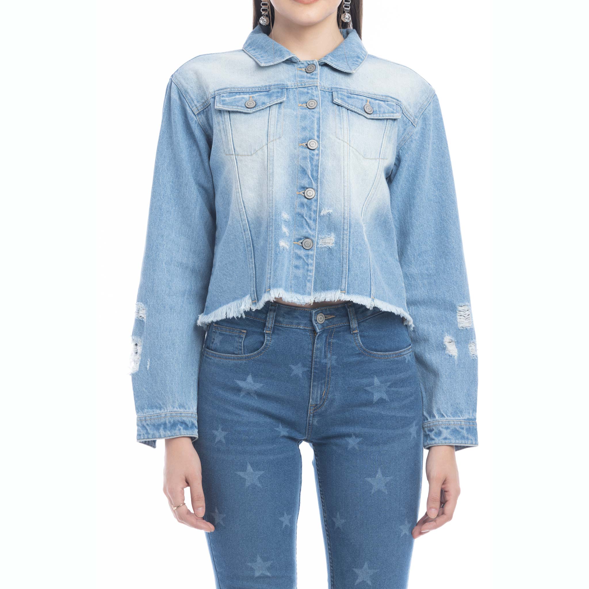 Francesca Frayed Hem Denim Jacket - Myra USA