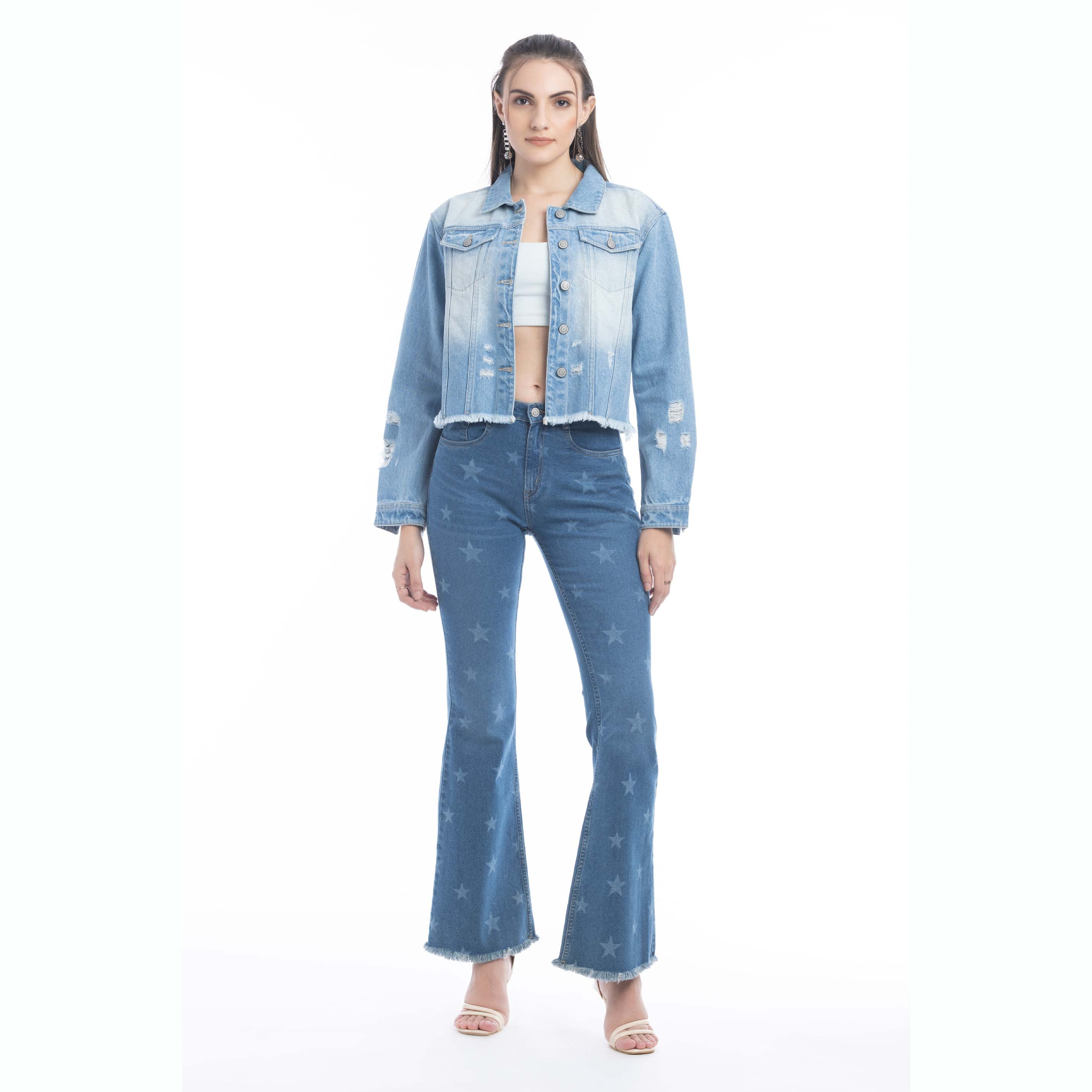 Francesca Frayed Hem Denim Jacket - Myra USA