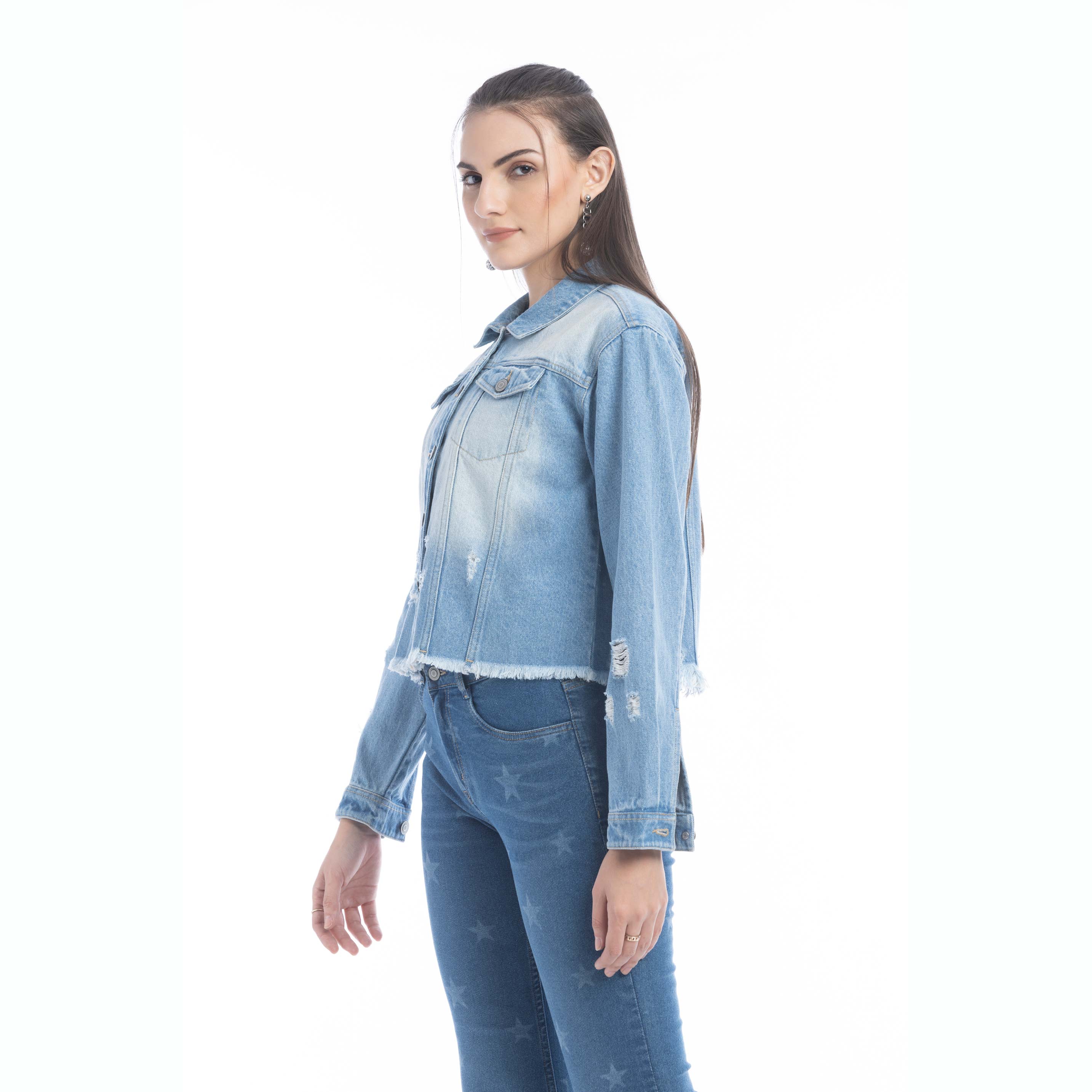 Francesca Frayed Hem Denim Jacket - Myra USA