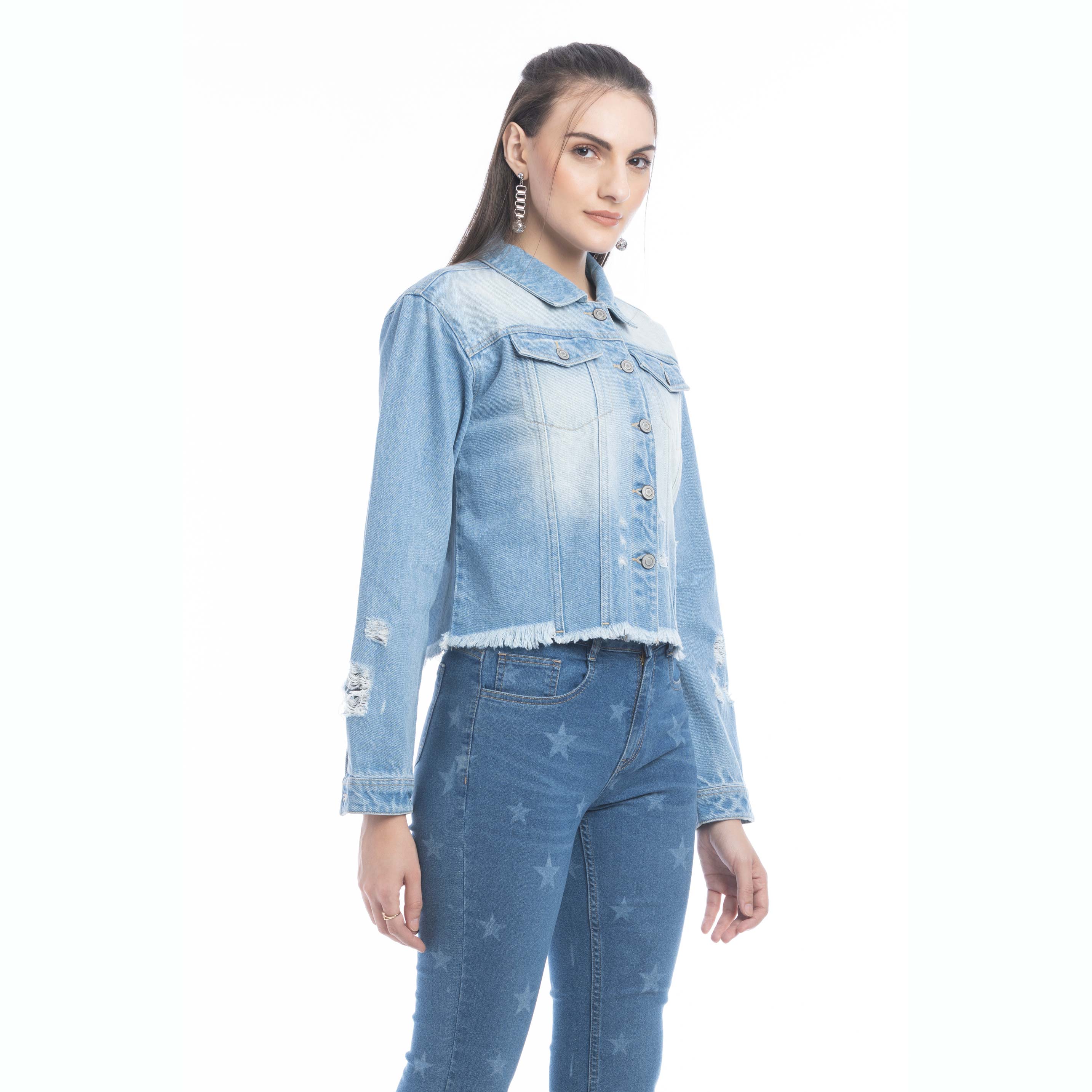 Francesca Frayed Hem Denim Jacket - Myra USA