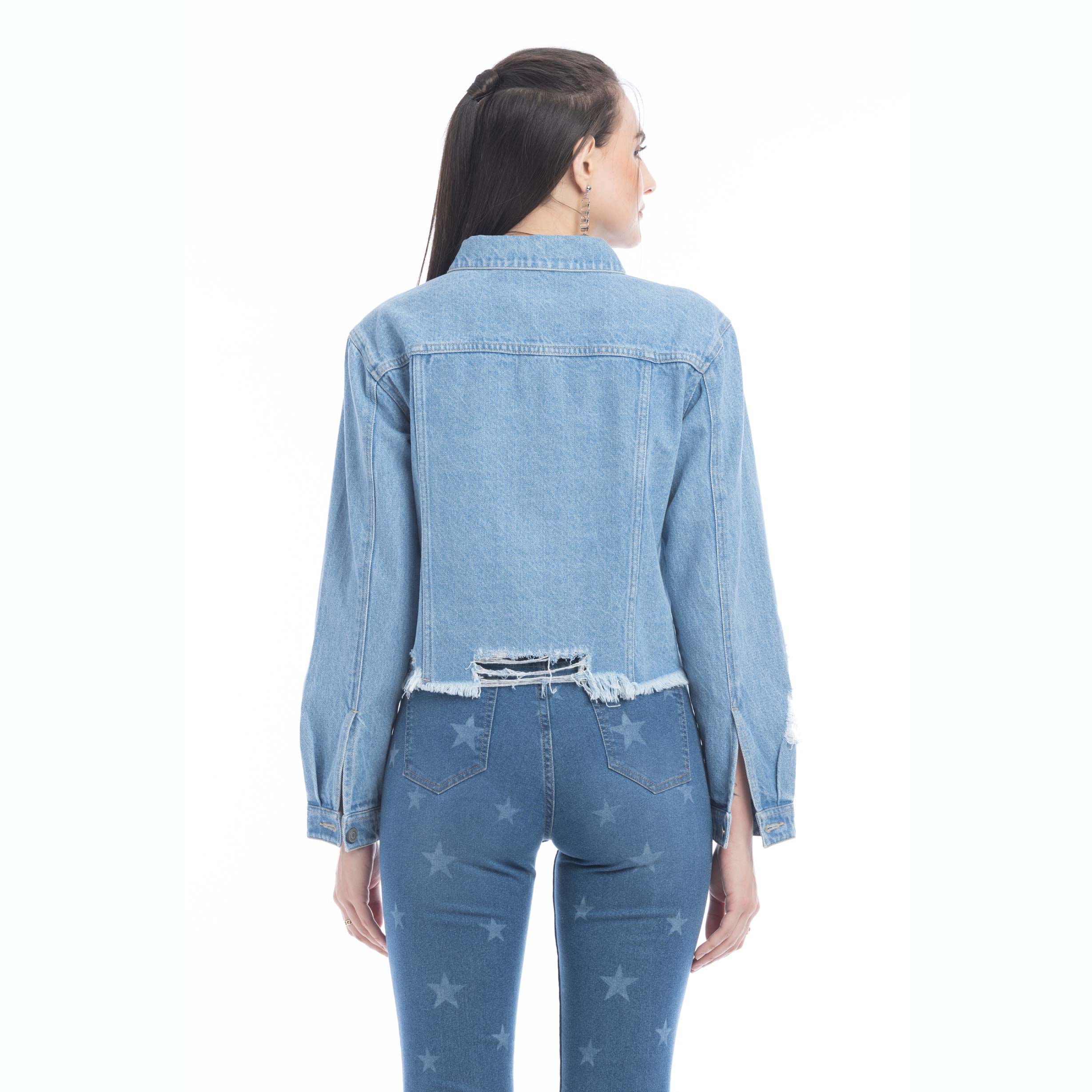 Francesca Frayed Hem Denim Jacket - Myra USA