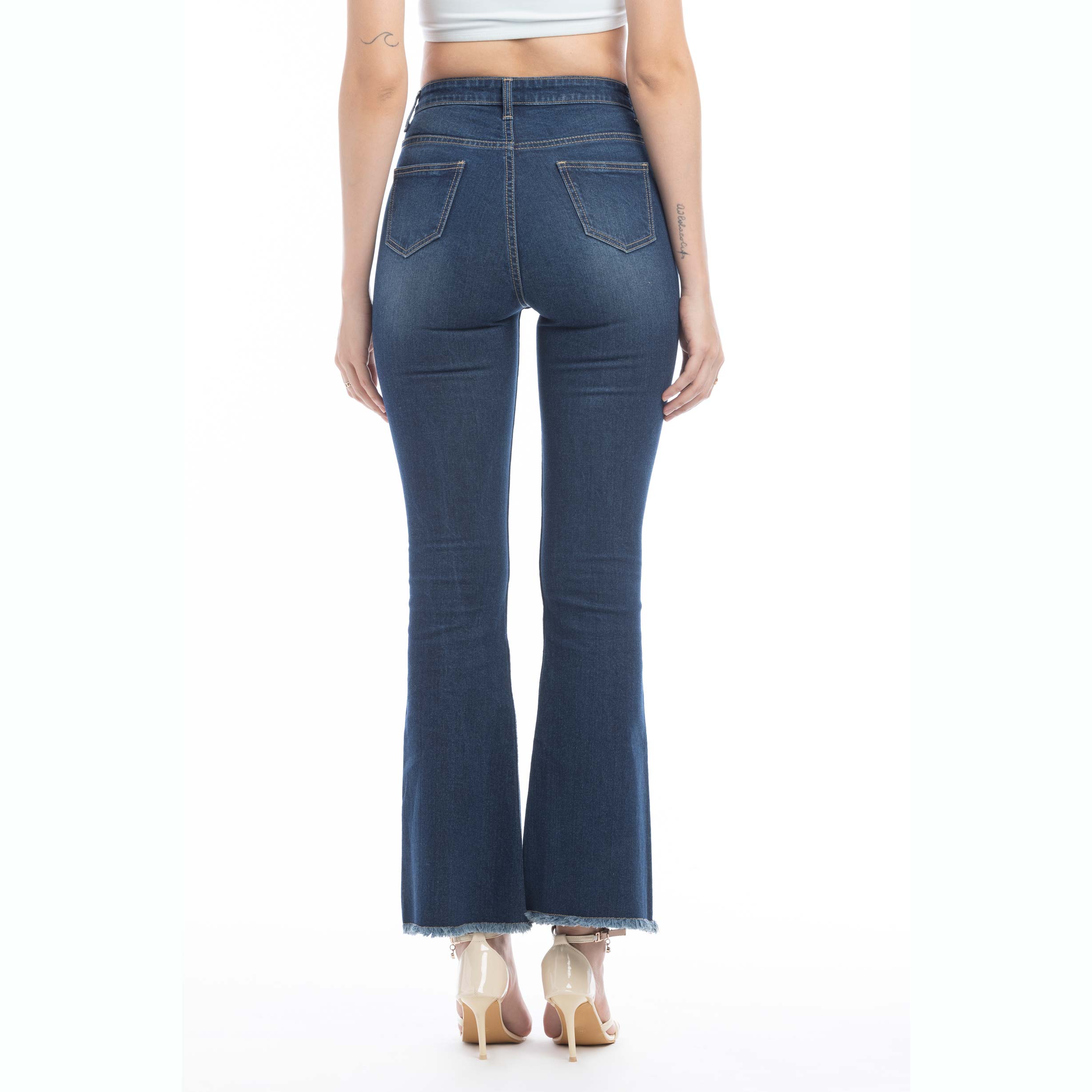 Jordan Distressed Frayed Hem Flared Jeans - Myra USA