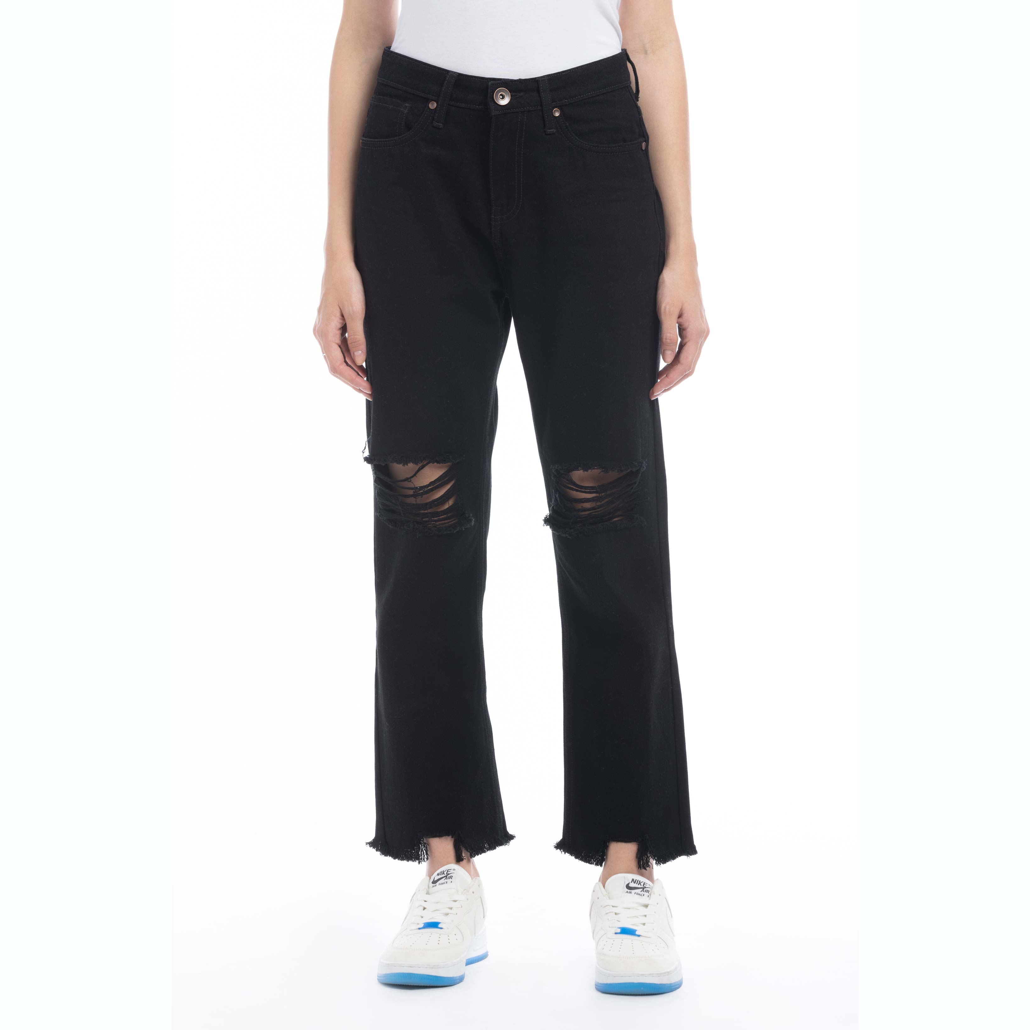 Vickee Dark Wash Distressed Hem Jeans - Myra USA