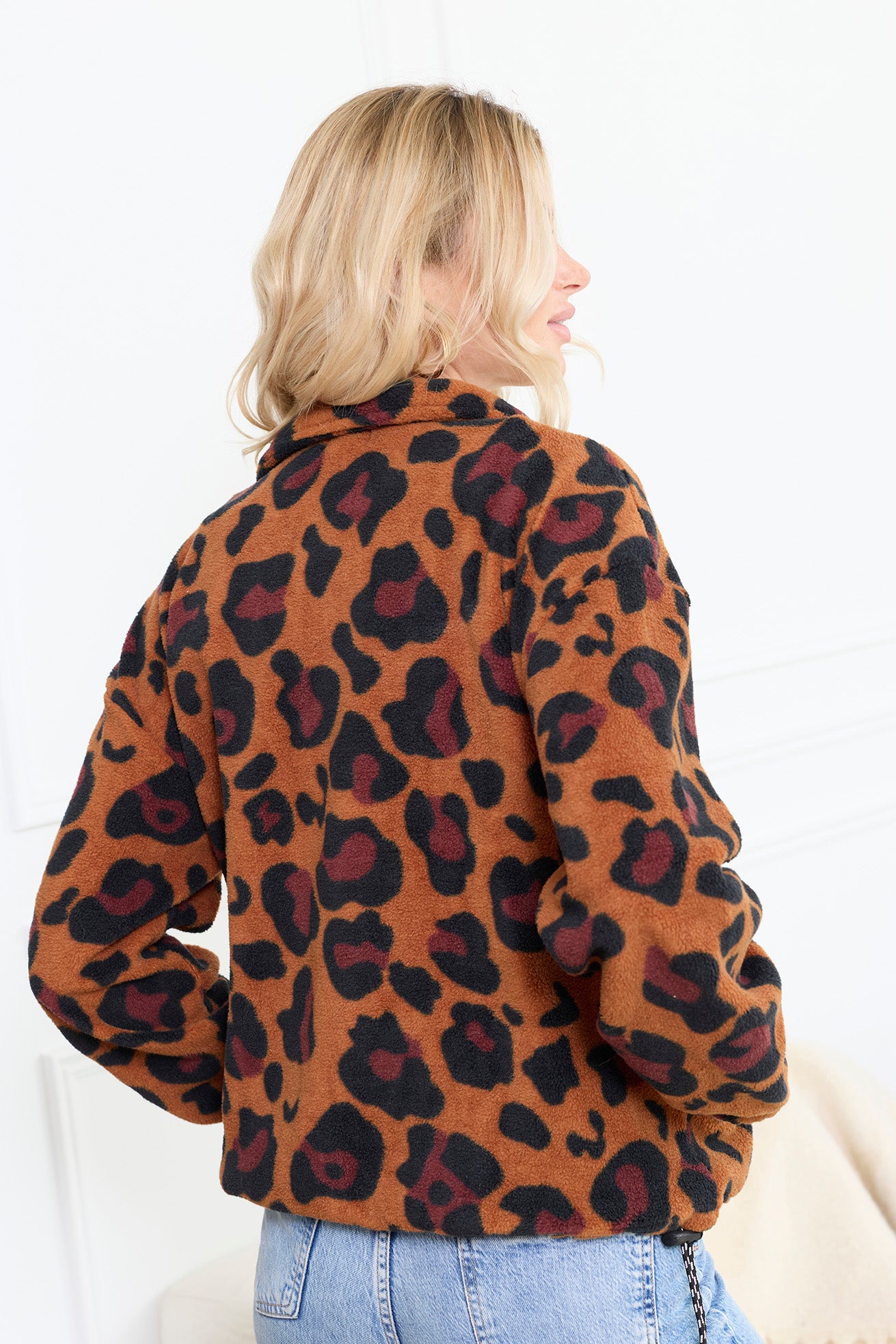 Maren High Collar Jacket in Animal Print - Myra USA