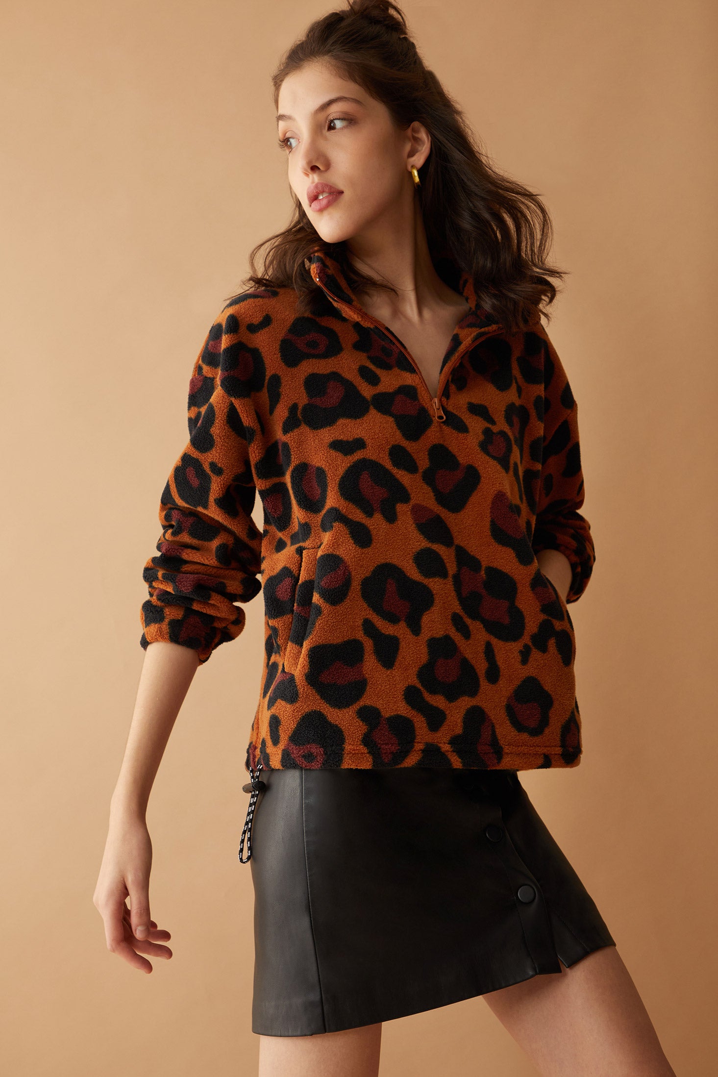 Maren High Collar Jacket in Animal Print - Myra USA