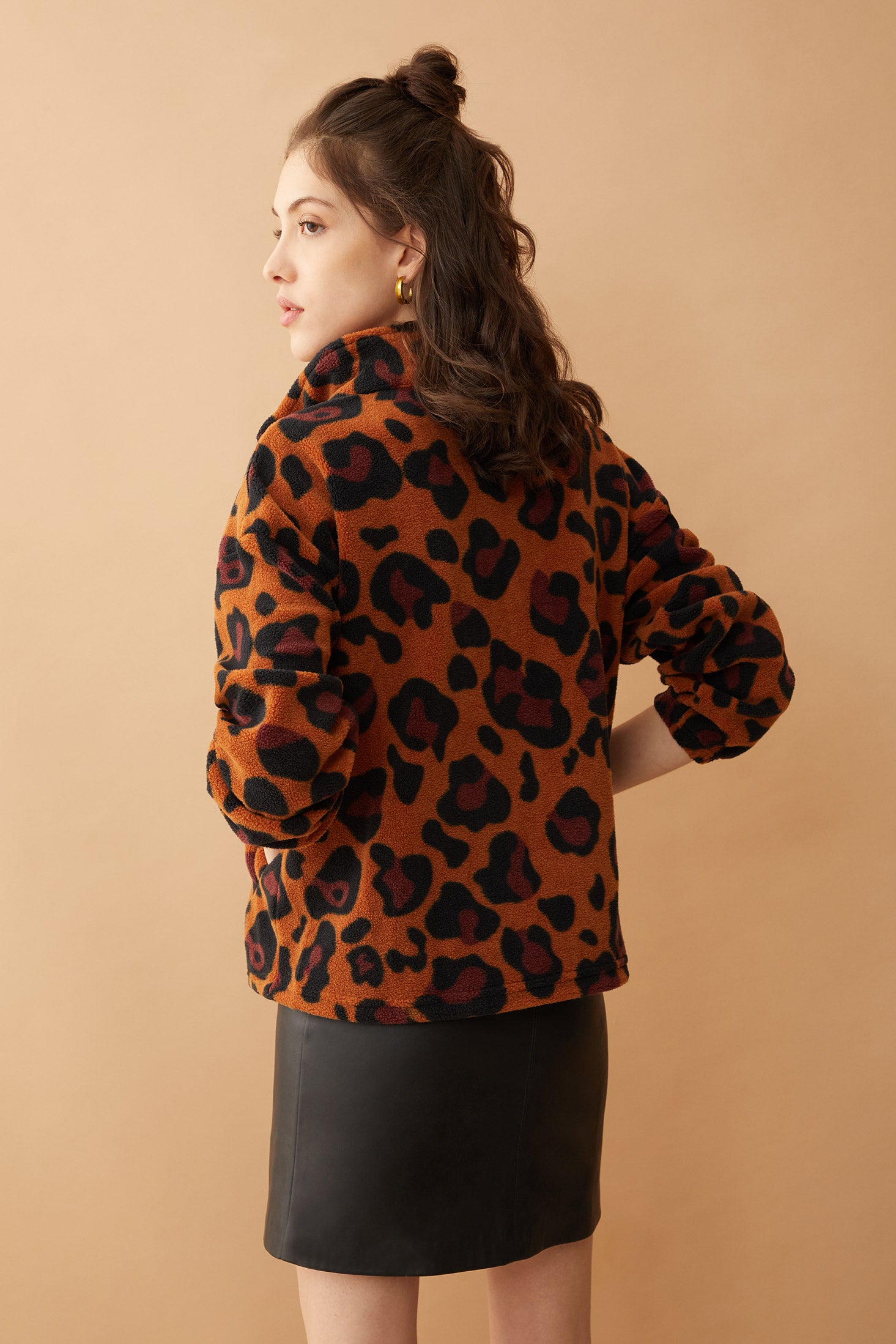 Maren High Collar Jacket in Animal Print - Myra USA